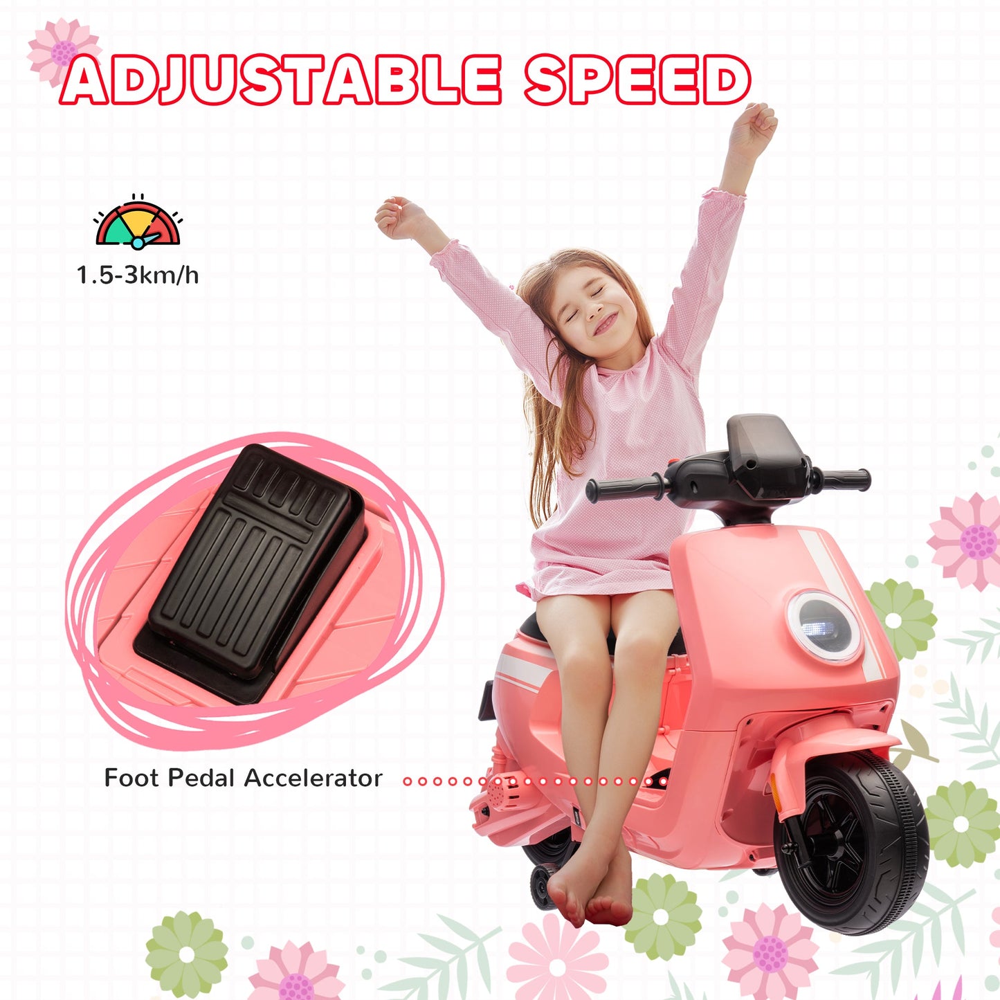 AIYAPLAY 6V Kids Electric Motorbike with Headlight and Music