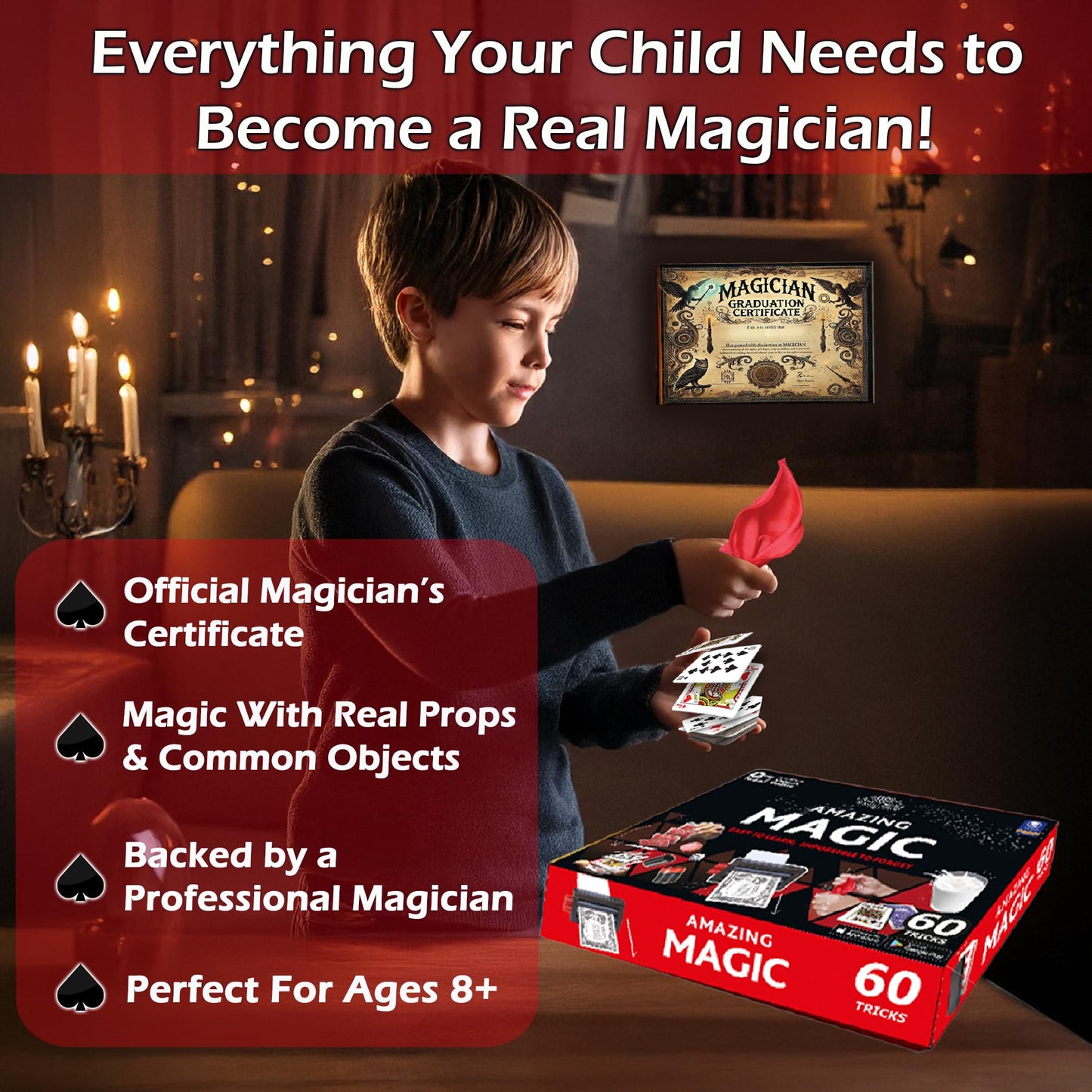 RA MAGIC SHOP - Amazing Magic Set for Kids 8+ | 60 Tricks with Video Guides