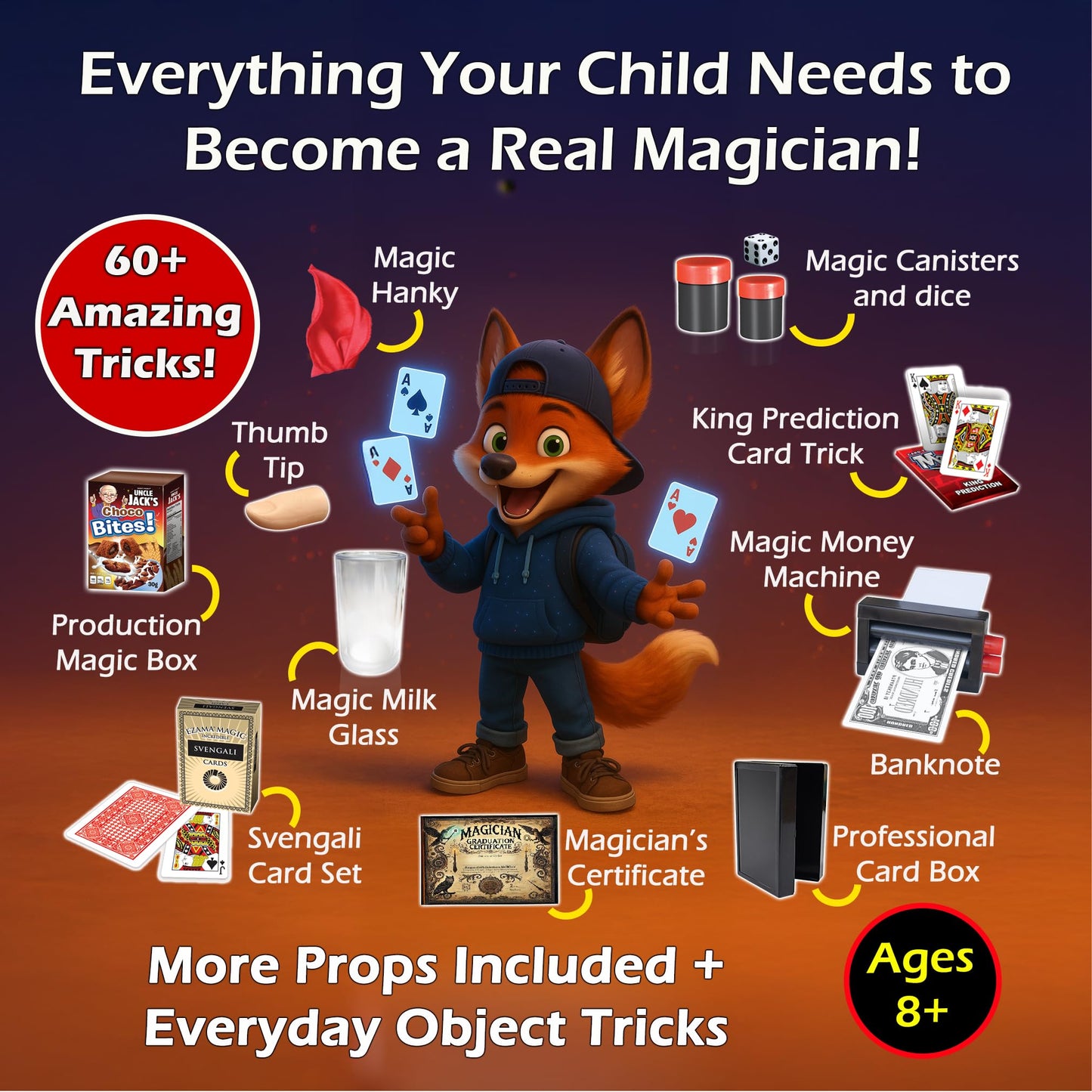 RA MAGIC SHOP - Amazing Magic Set for Kids 8+ | 60 Tricks with Video Guides