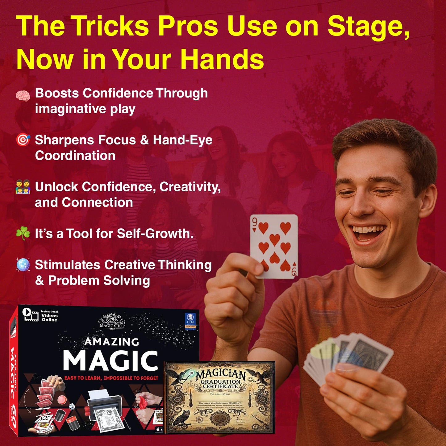 RA MAGIC SHOP - Amazing Magic Set for Kids 8+ | 60 Tricks with Video Guides