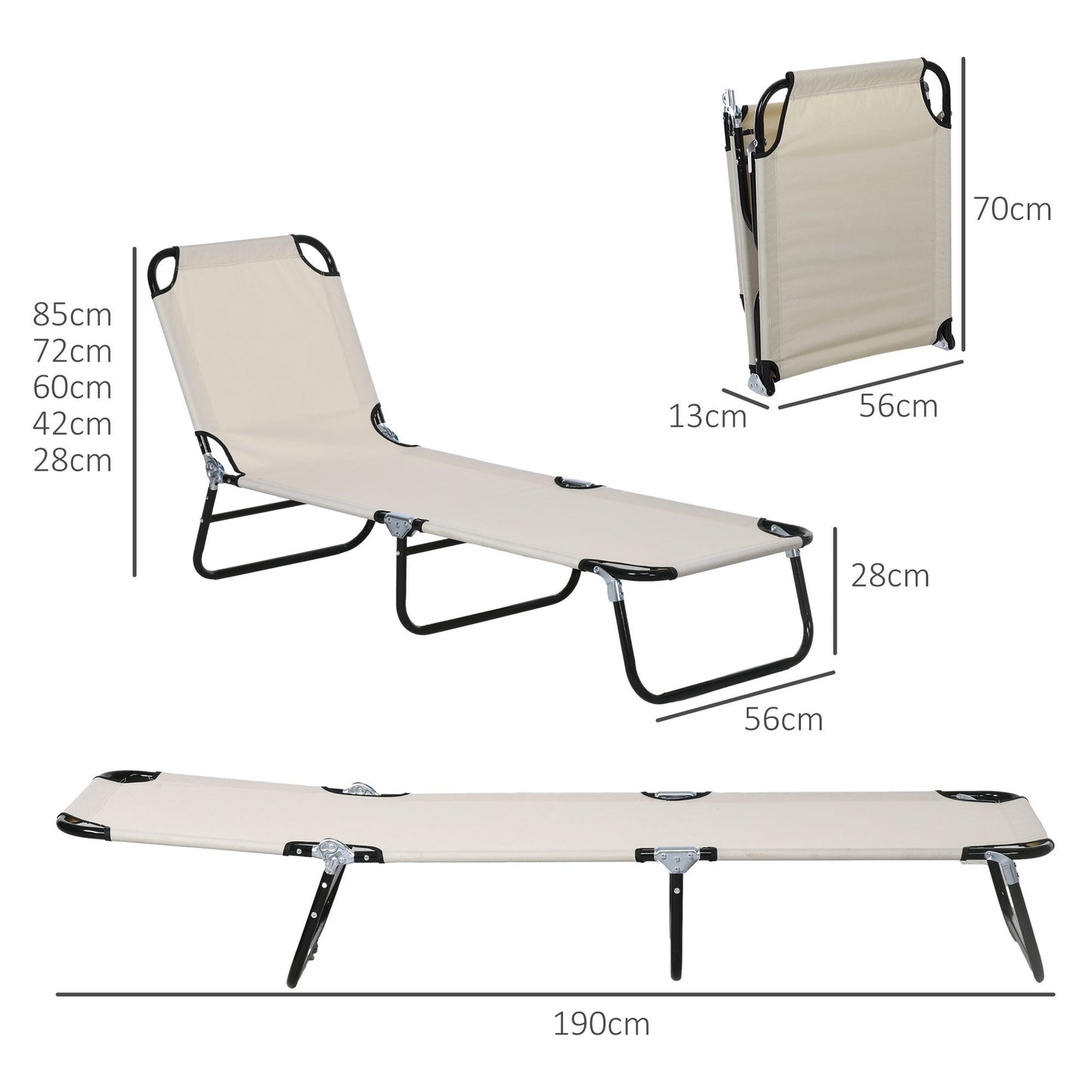 Outsunny 2 Piece Reclining Chaise Lounge with 5-Level Adjustable Backrest