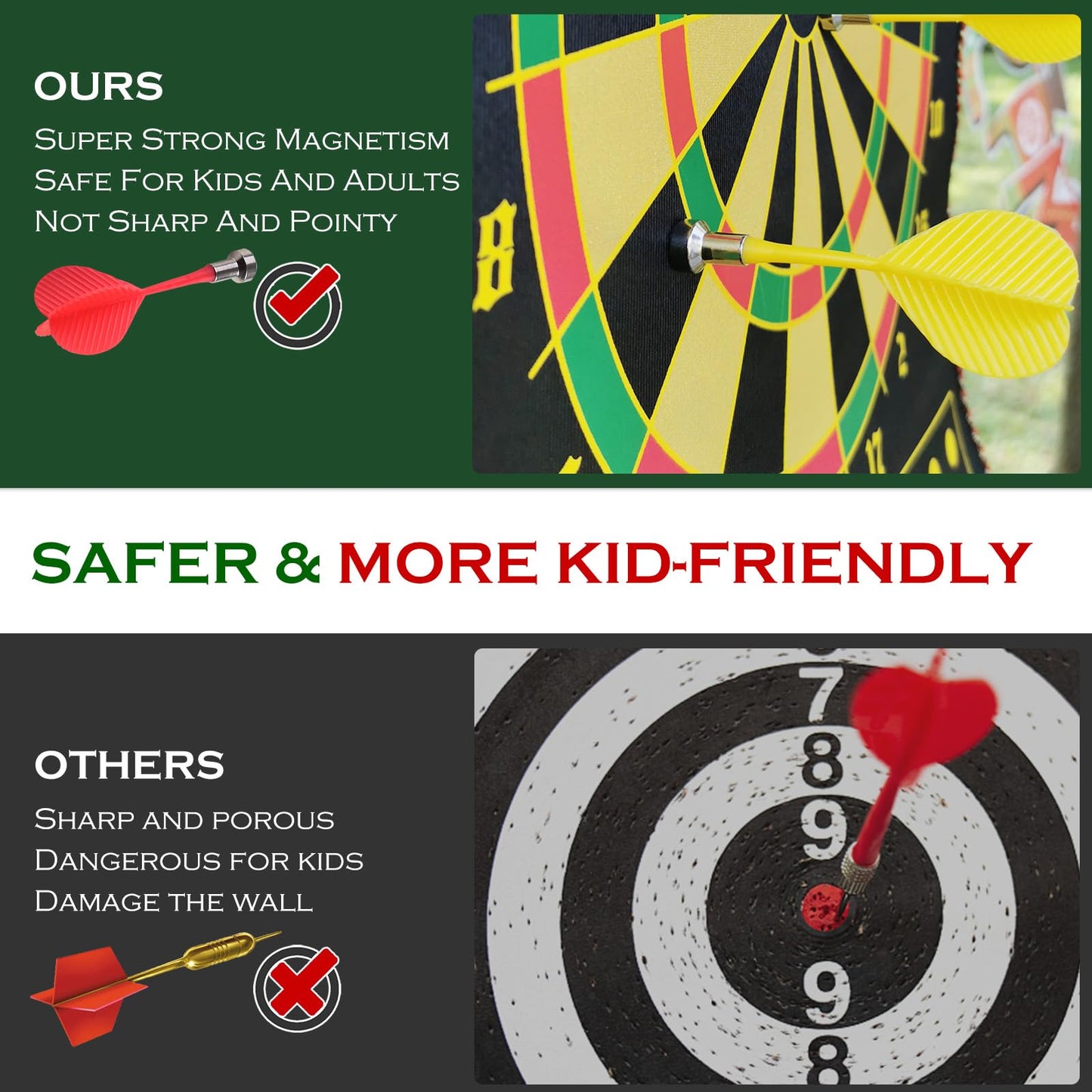 RaboSky Magnetic Dart Board for Kids – Double-Sided Safe Indoor/Outdoor Play