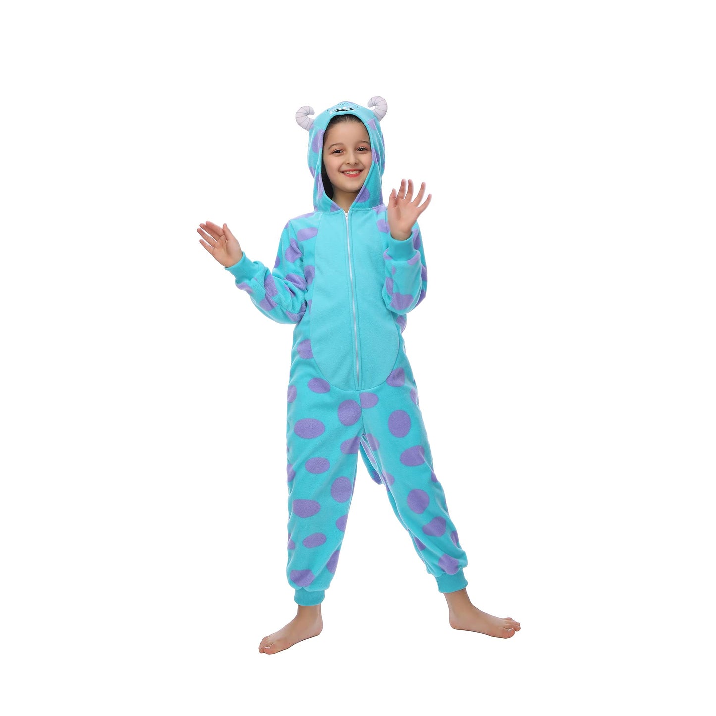 Rabtero Blue Monster Costume for Kids - Polar Fleece Onesie (4-6)