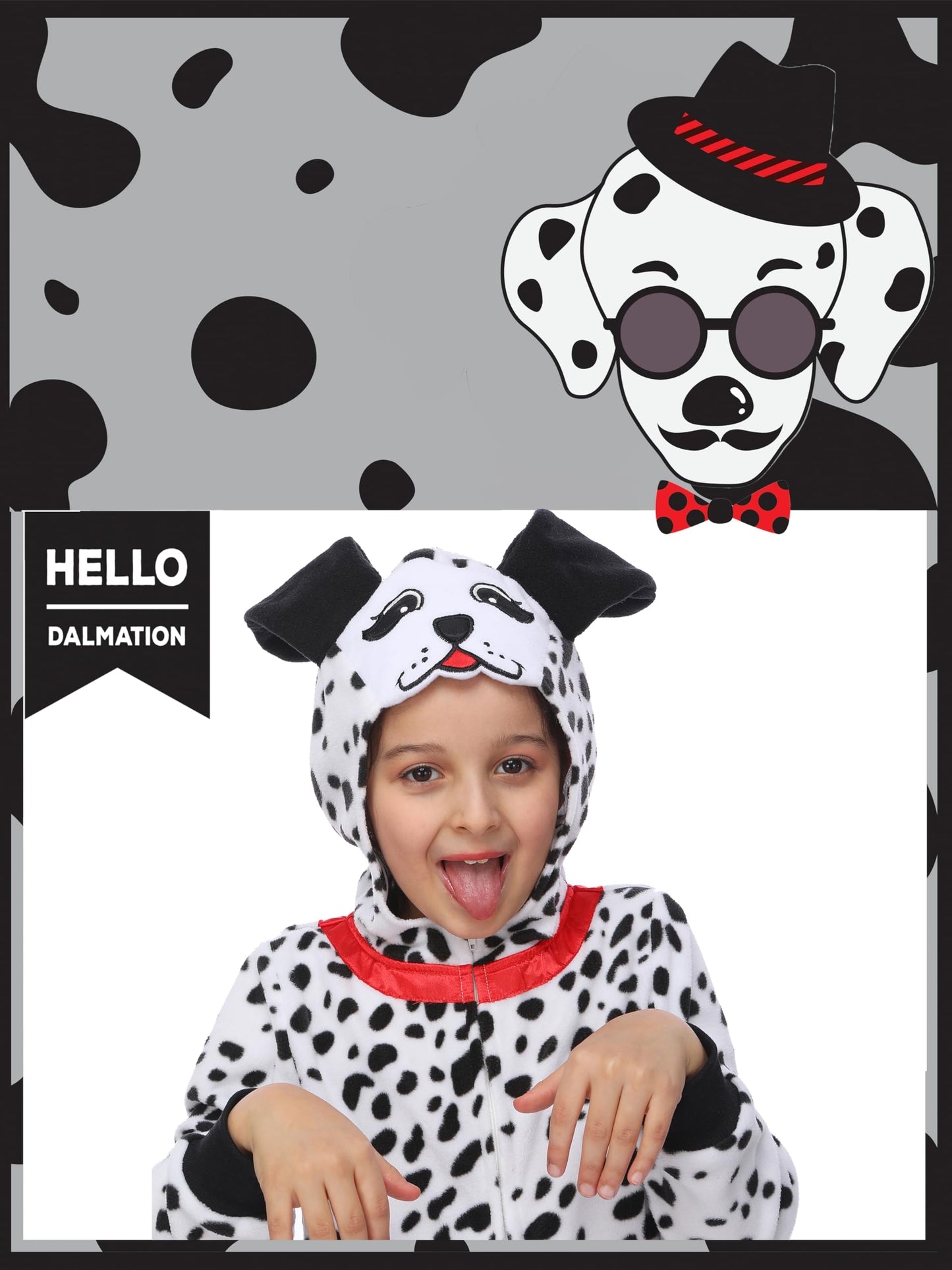 Rabtero Kids Dalmatian Costume – 101 Dalmatians Onesie for Girls & Boys 4–6