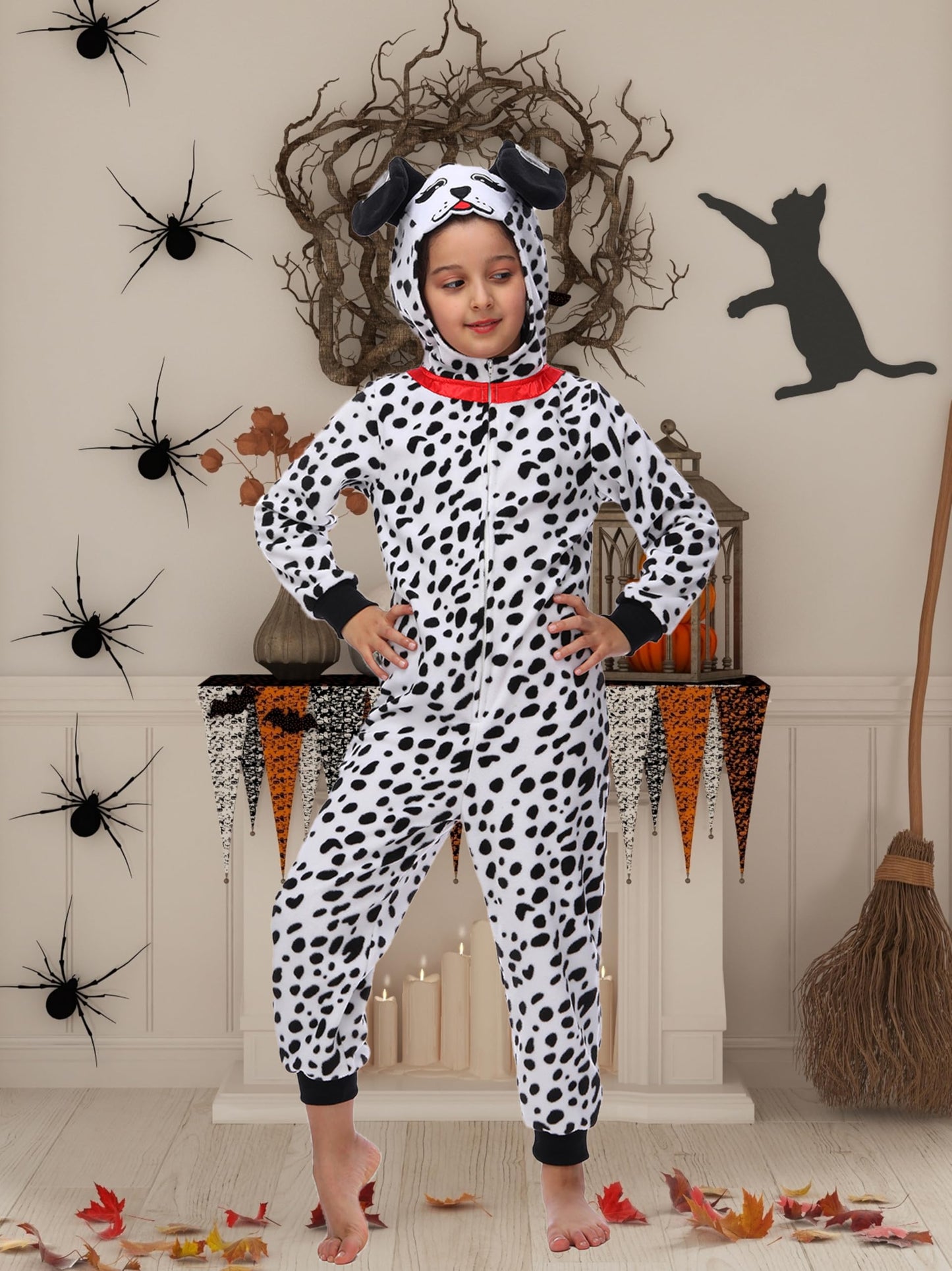 Rabtero Kids Dalmatian Costume – 101 Dalmatians Onesie for Girls & Boys 4–6