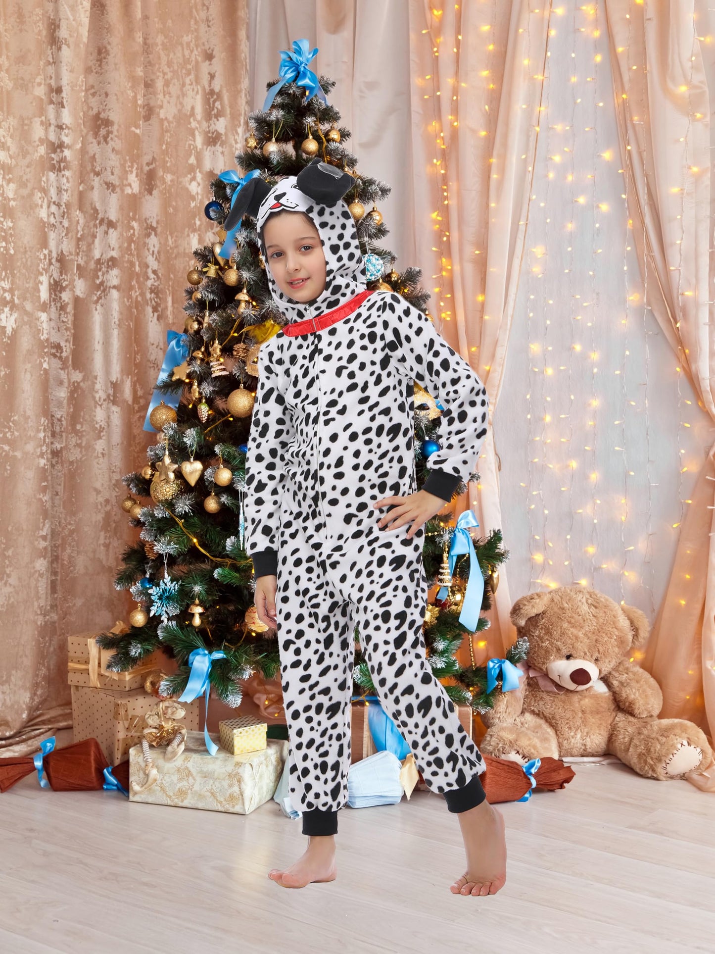 Rabtero Kids Dalmatian Costume – 101 Dalmatians Onesie for Girls & Boys 4–6
