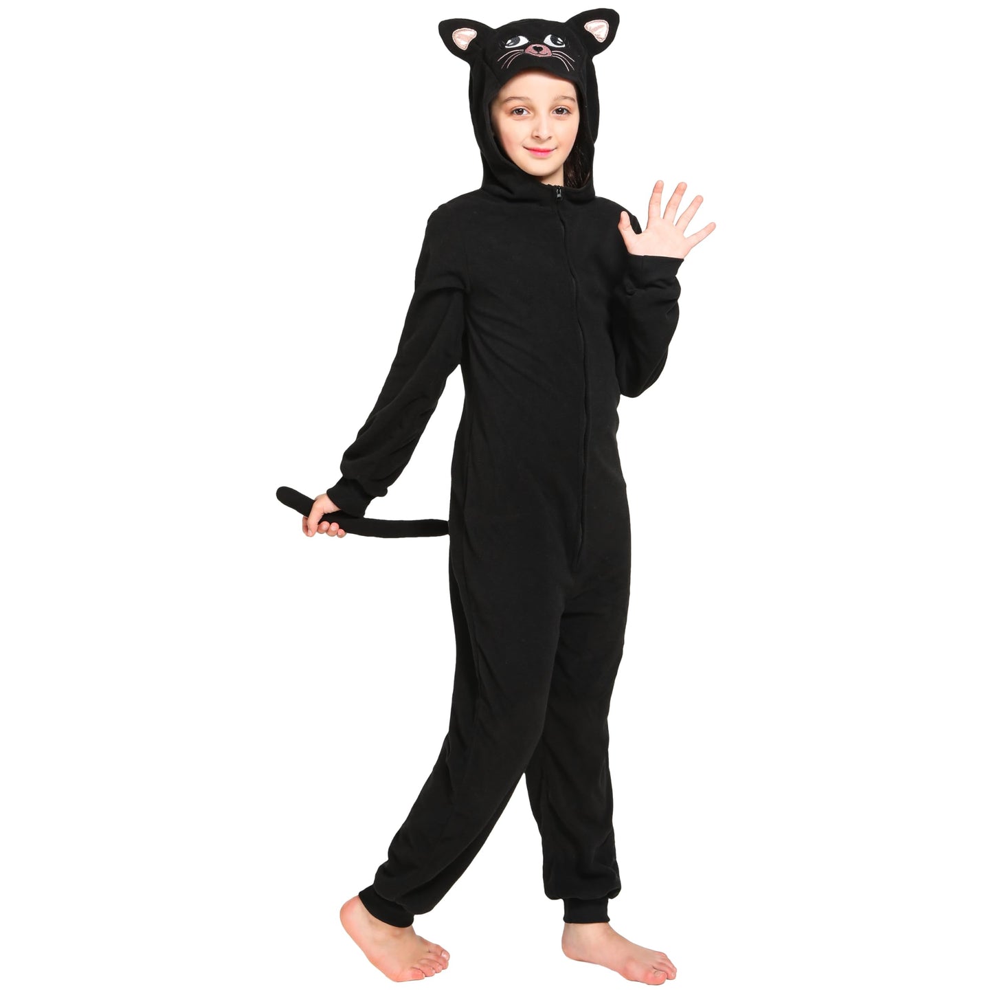 Rabtero Kids Cat Costume for Girls - Black Cat Onesie (4T-14Y)