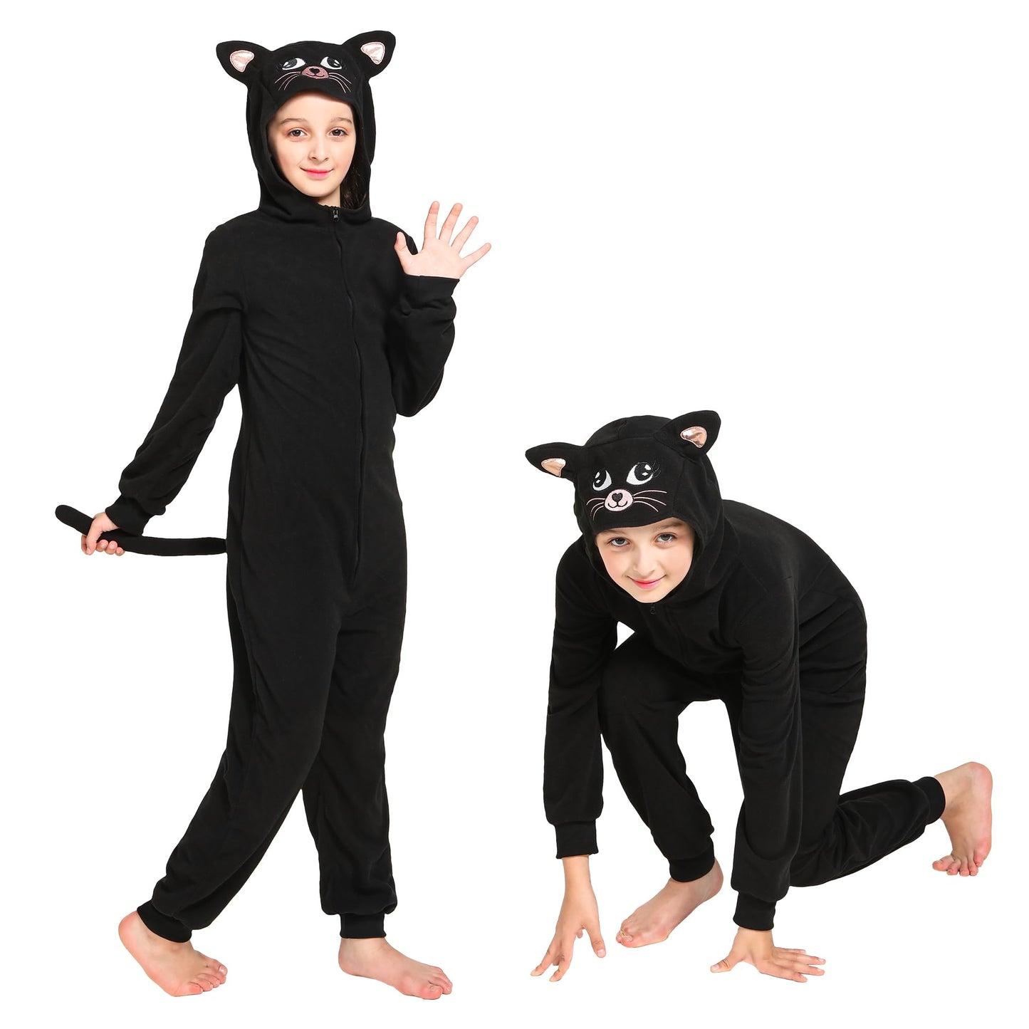 Rabtero Kids Cat Costume for Girls - Black Cat Onesie (4T-14Y)