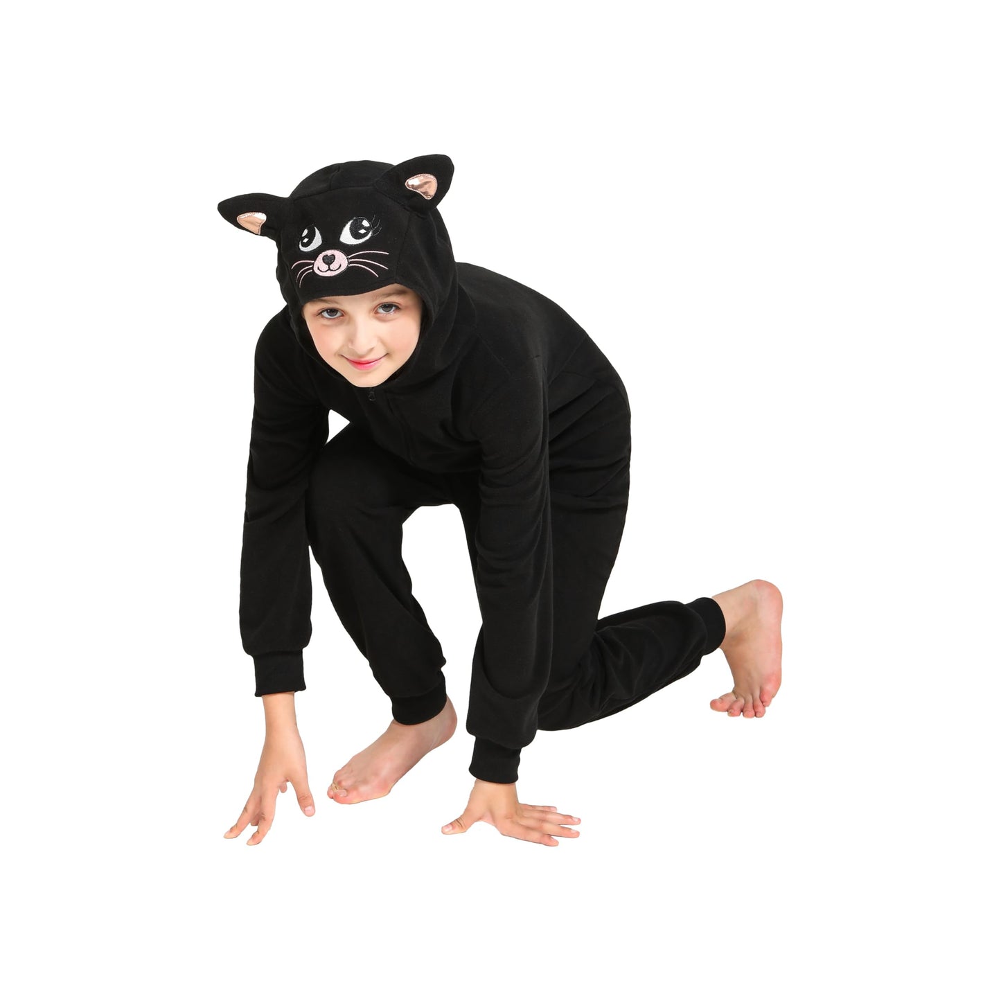 Rabtero Kids Cat Costume for Girls - Black Cat Onesie (4T-14Y)