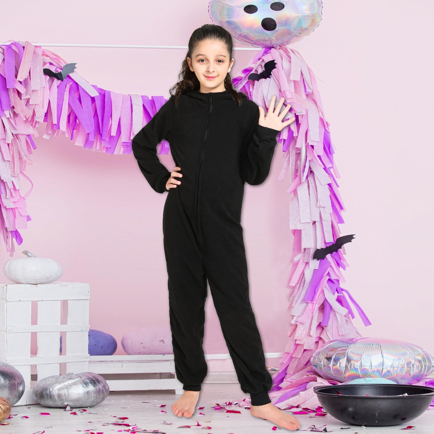 Rabtero Kids Cat Costume for Girls - Black Cat Onesie (4T-14Y)