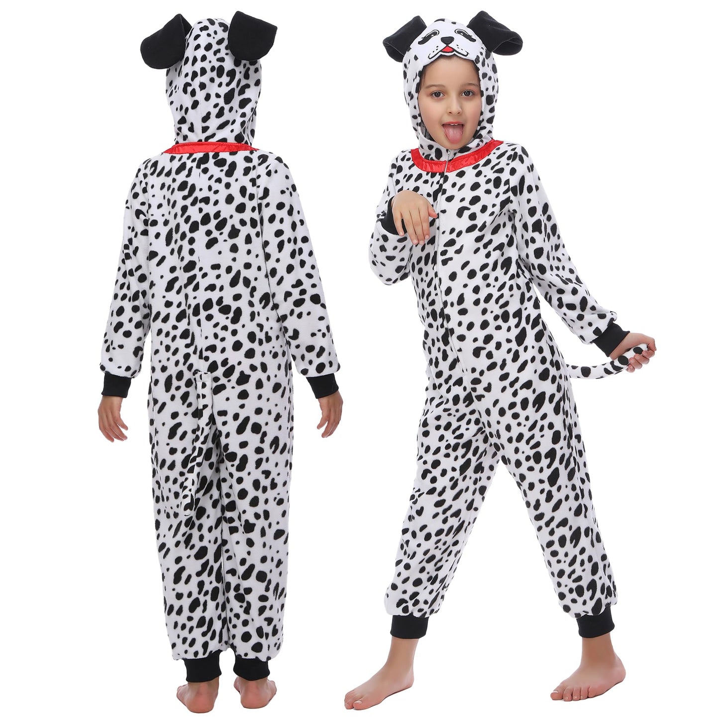 Rabtero Kids Dalmatian Costume – 101 Dalmatians Onesie for Girls & Boys 4–6