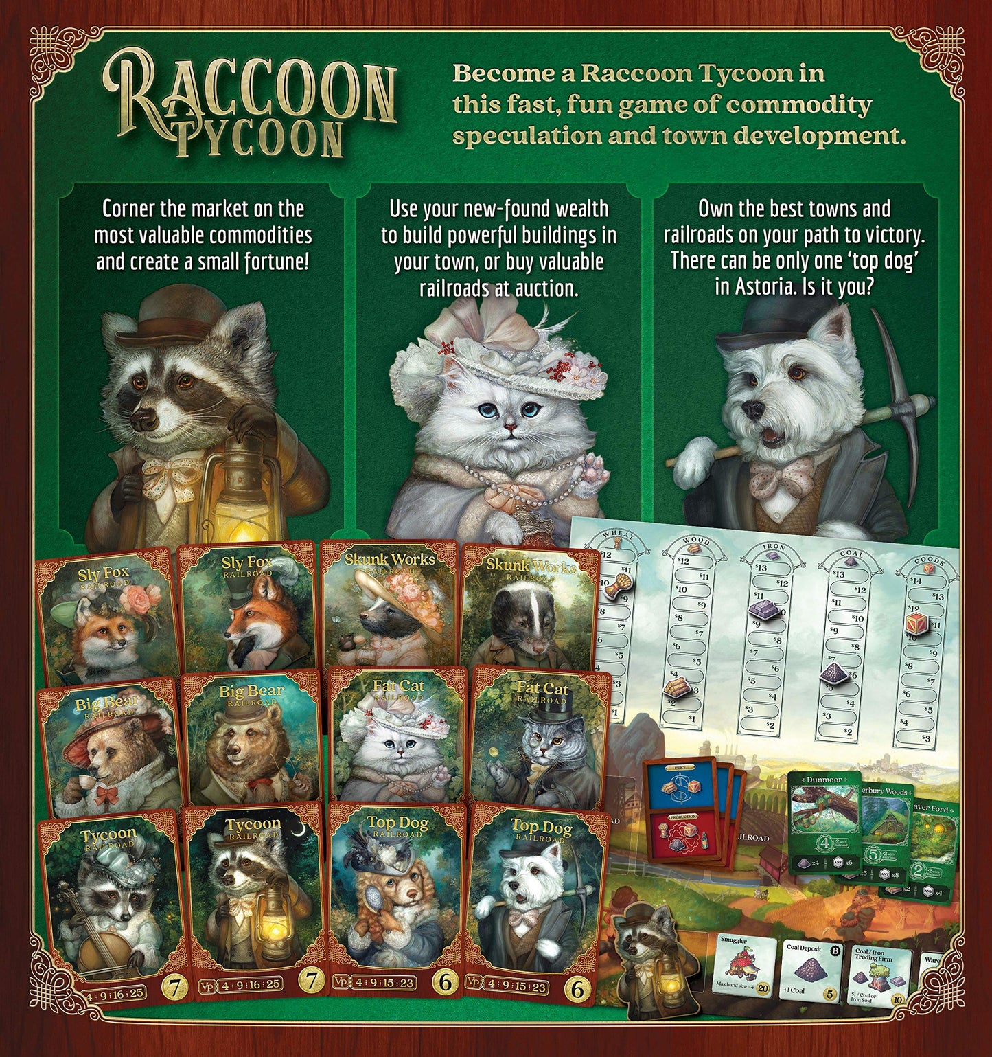 Raccoon Tycoon - Gateway Strategy Board Game for Adults & Family | 2-5 Players | 60–90 Minutes | Forbidden Games
