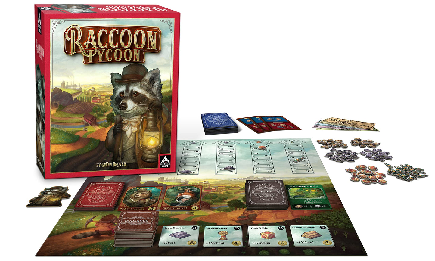 Raccoon Tycoon - Gateway Strategy Board Game for Adults & Family | 2-5 Players | 60–90 Minutes | Forbidden Games