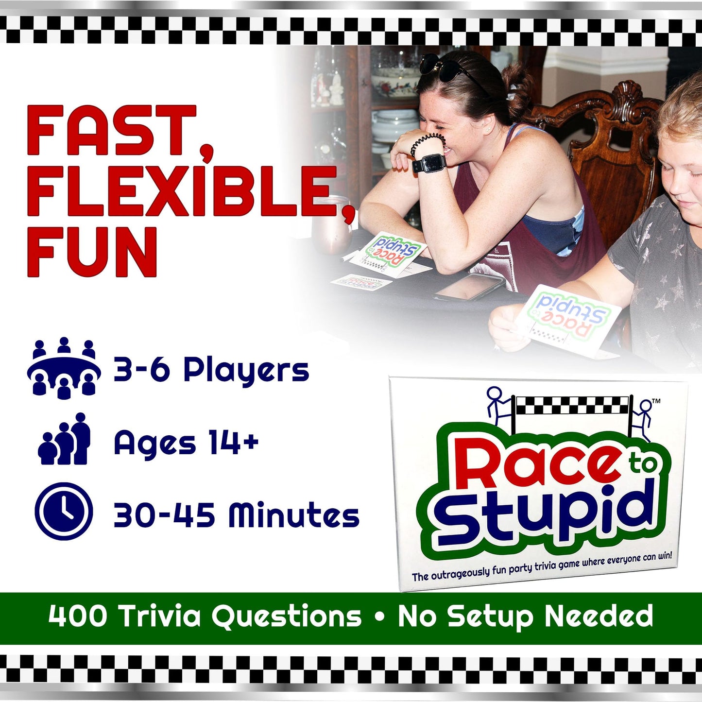Race to Stupid Trivia Card Game – Family & Party Fun