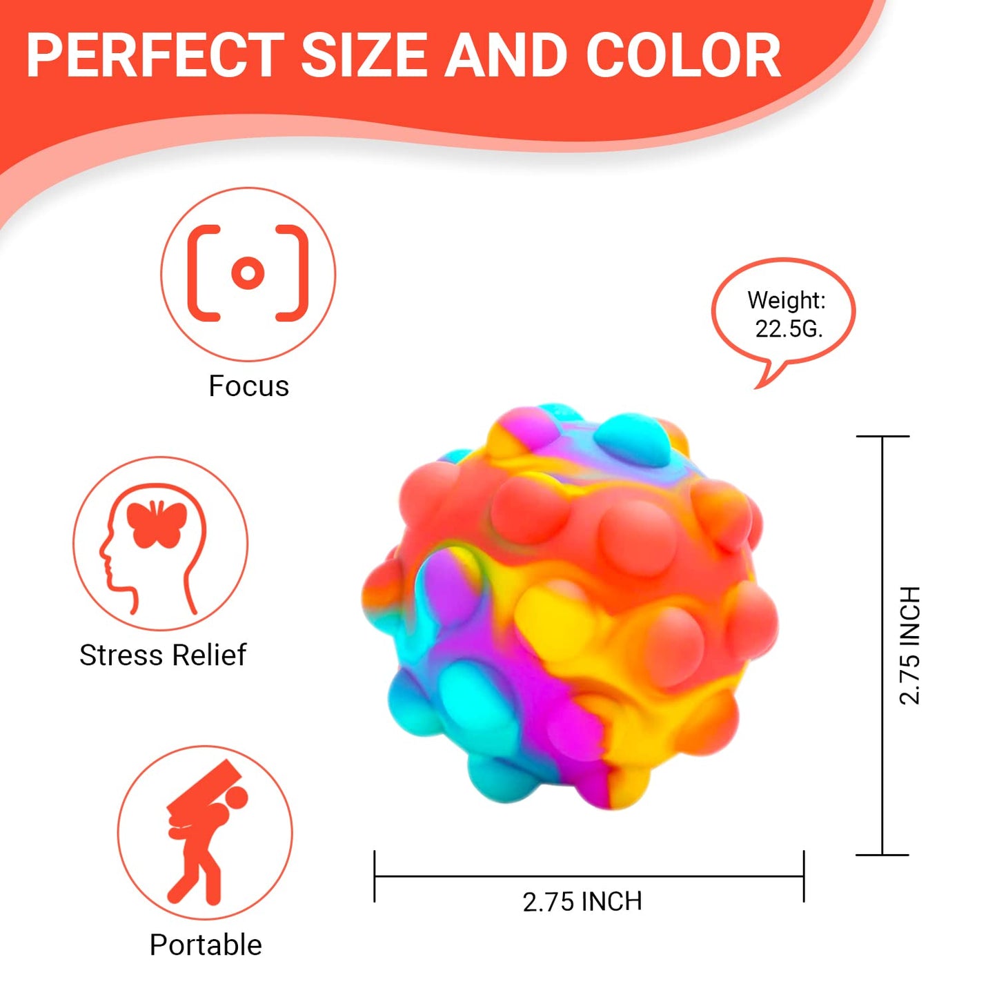 RadBizz Push Pop Bubble Fidget Ball — Sensory Toy for Autism, Stress & Anxiety (Multicolor)