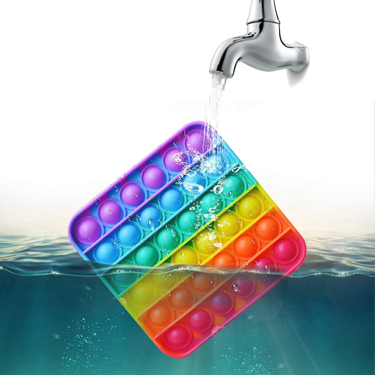 RadBizz Push Pop Rainbow Square Fidget Toy – Sensory Stress Relief for Kids & Adults