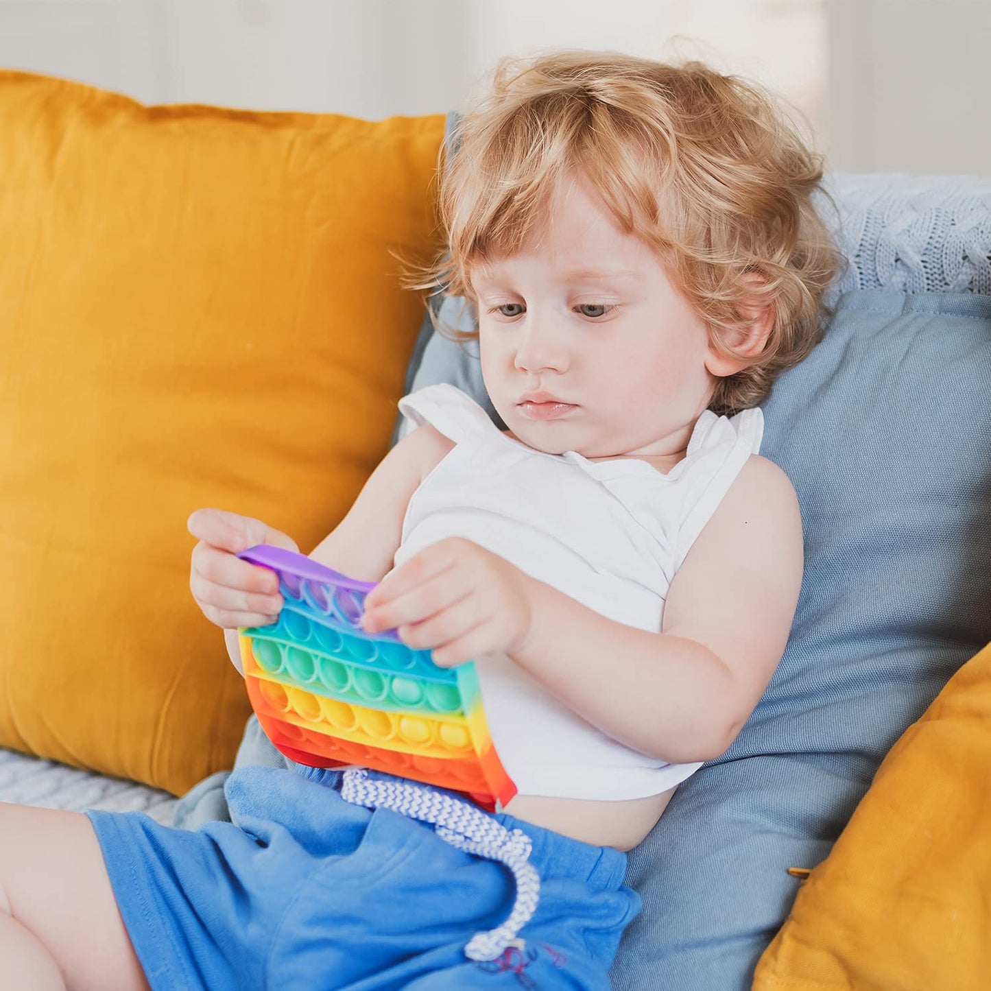 RadBizz Push Pop Rainbow Square Fidget Toy – Sensory Stress Relief for Kids & Adults