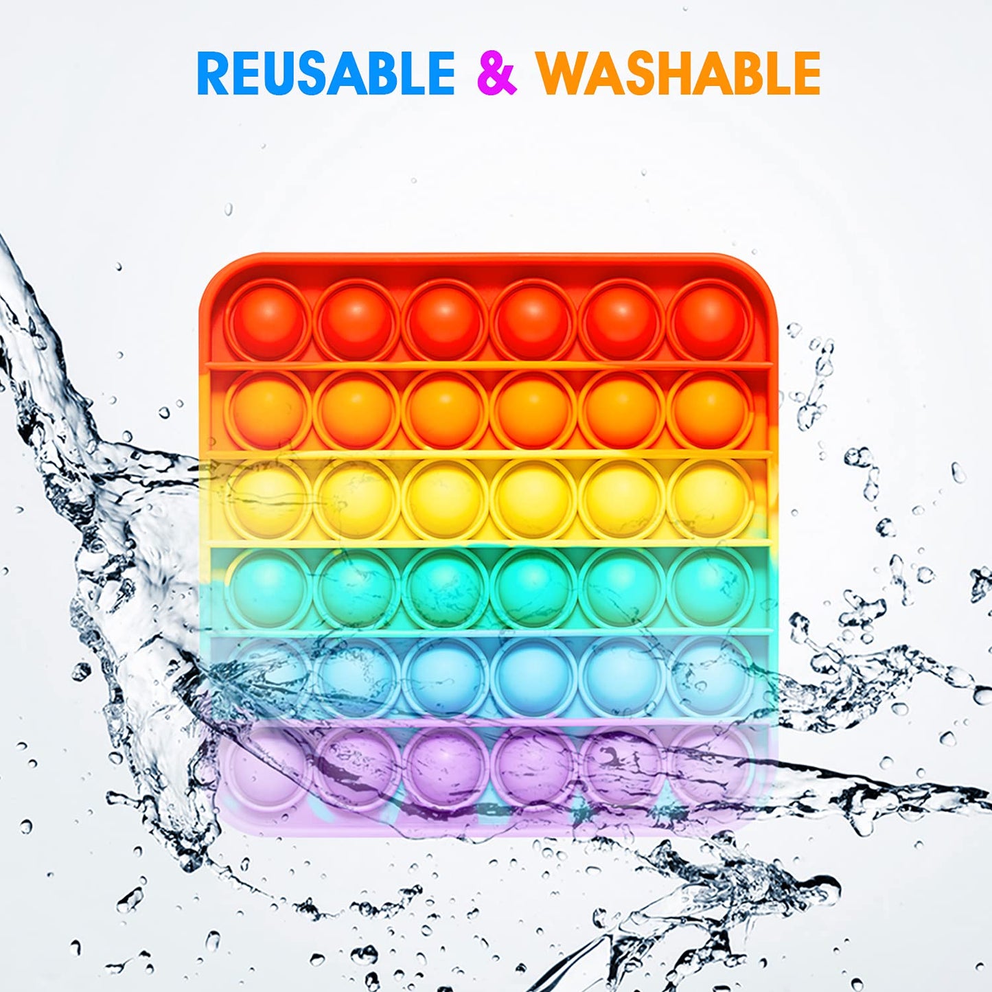 RadBizz Push Pop Rainbow Square Fidget Toy – Sensory Stress Relief for Kids & Adults