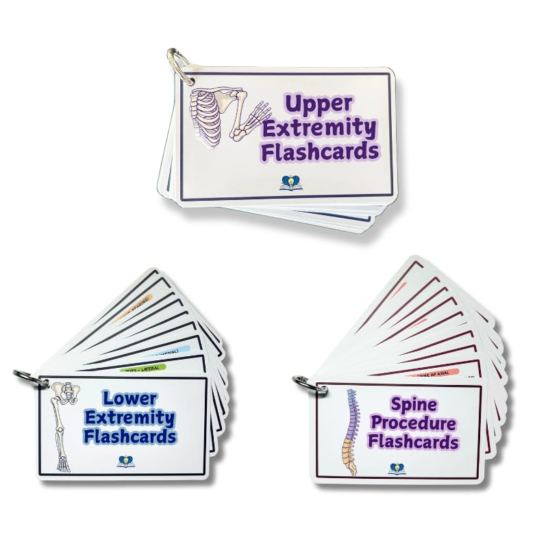 Radiology Flashcard Set: Spine, Upper & Lower | 3 Oblique Rules & 40+ Views