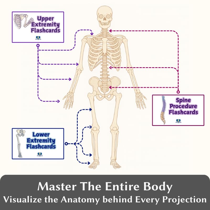 Radiology Flashcard Set: Spine, Upper & Lower | 3 Oblique Rules & 40+ Views
