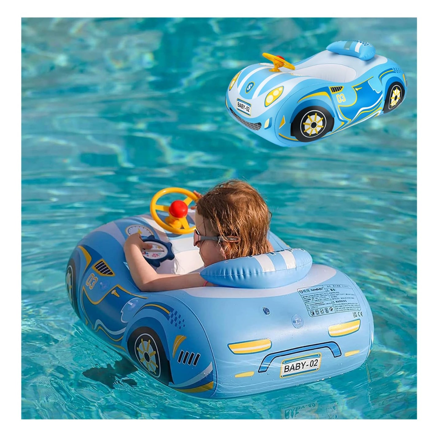 RADSHSP Baby Pool Float 3D Car for Toddlers 12–48 Months | Heavy-Duty PVC Swim Floaties