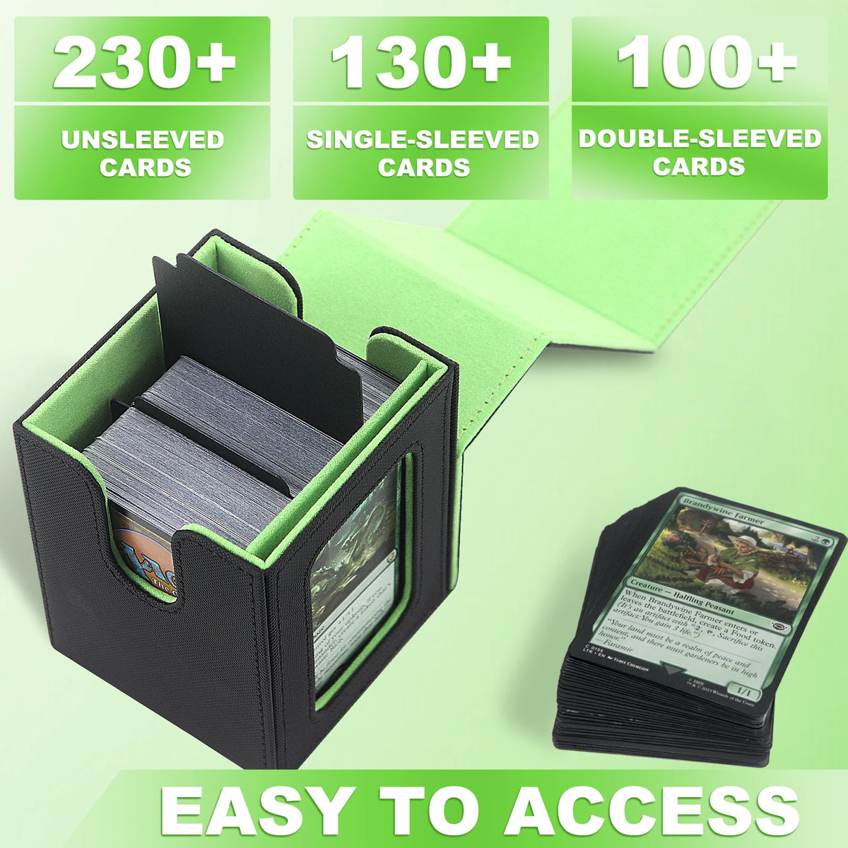 RADWIMPS Card Deck Box for MTG Commander Deck | Magnetic Closure, Window Display, 100+ Cards – Black & Green