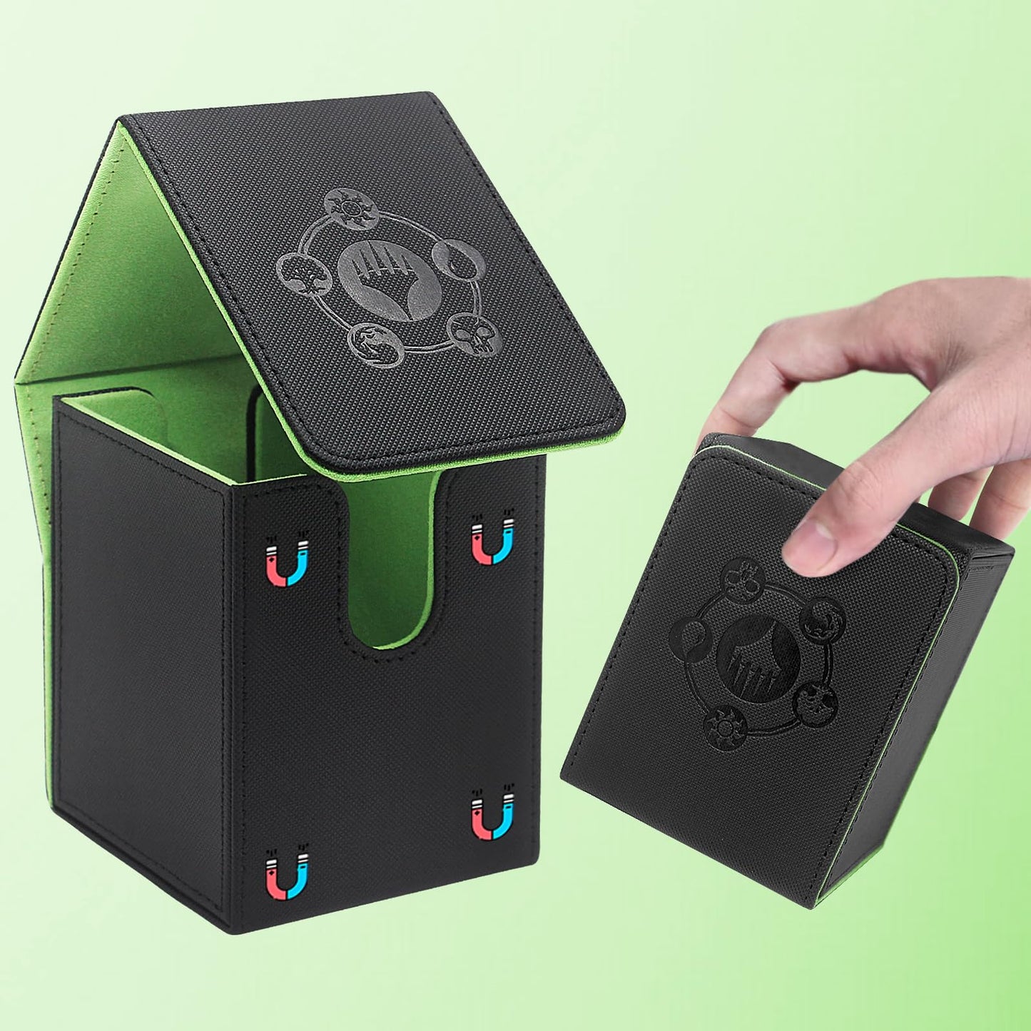 RADWIMPS Card Deck Box for MTG Commander Deck | Magnetic Closure, Window Display, 100+ Cards – Black & Green