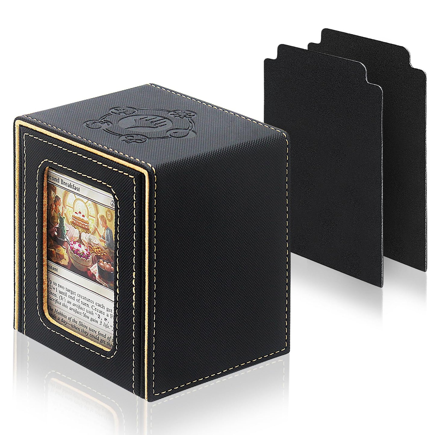 RADWIMPS Card Deck Box for MTG Commander Deck — Holds 100+ Cards, Magnetic Closure, Window Display, 2 Dividers, Black & Yellow