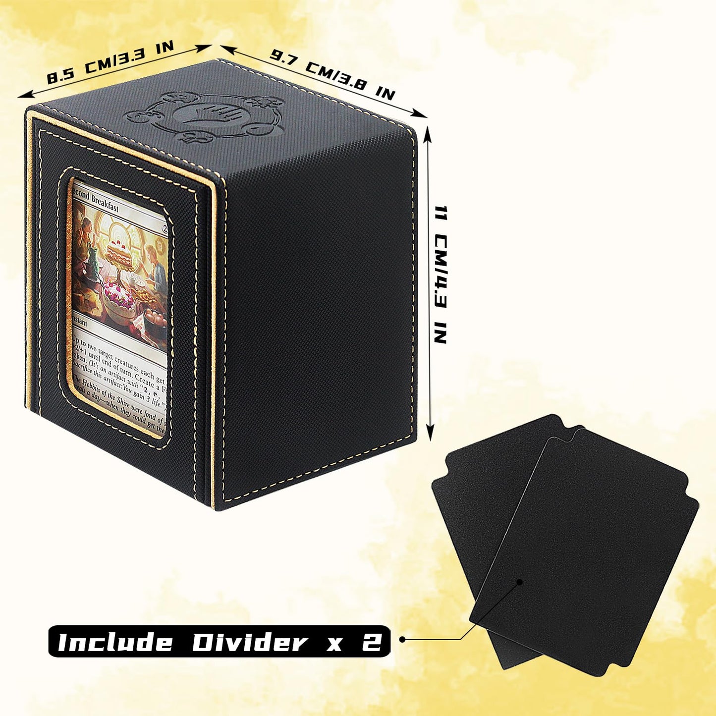 RADWIMPS Card Deck Box for MTG Commander Deck — Holds 100+ Cards, Magnetic Closure, Window Display, 2 Dividers, Black & Yellow