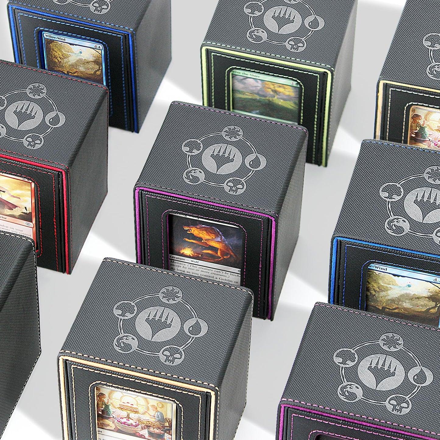 RADWIMPS Card Deck Box for MTG Commander Deck — Holds 100+ Cards, Magnetic Closure, Window Display, 2 Dividers, Black & Yellow