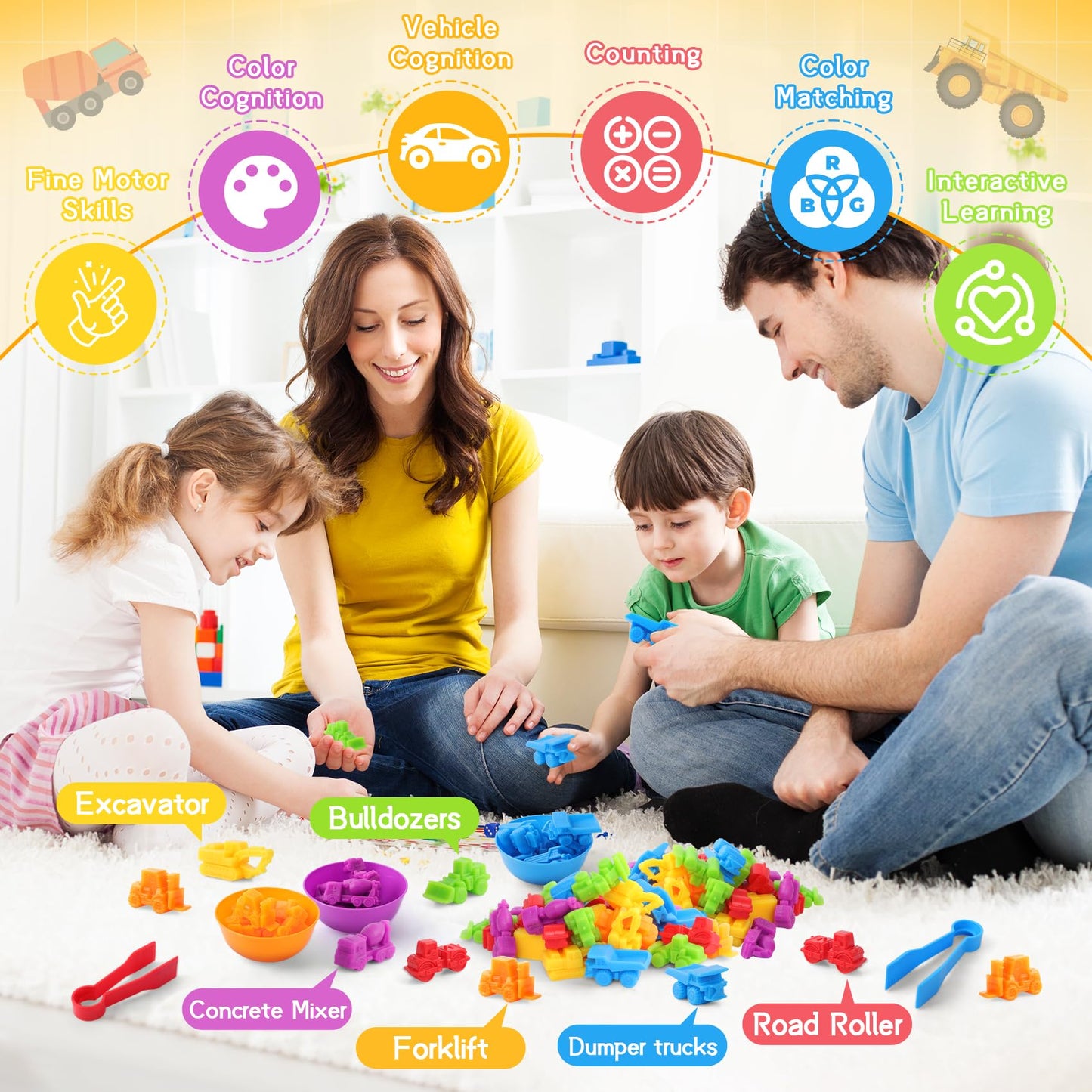 RAEQKS Counting Sorting Toys: Montessori Rainbow Sorting Bowls for Preschool Learning