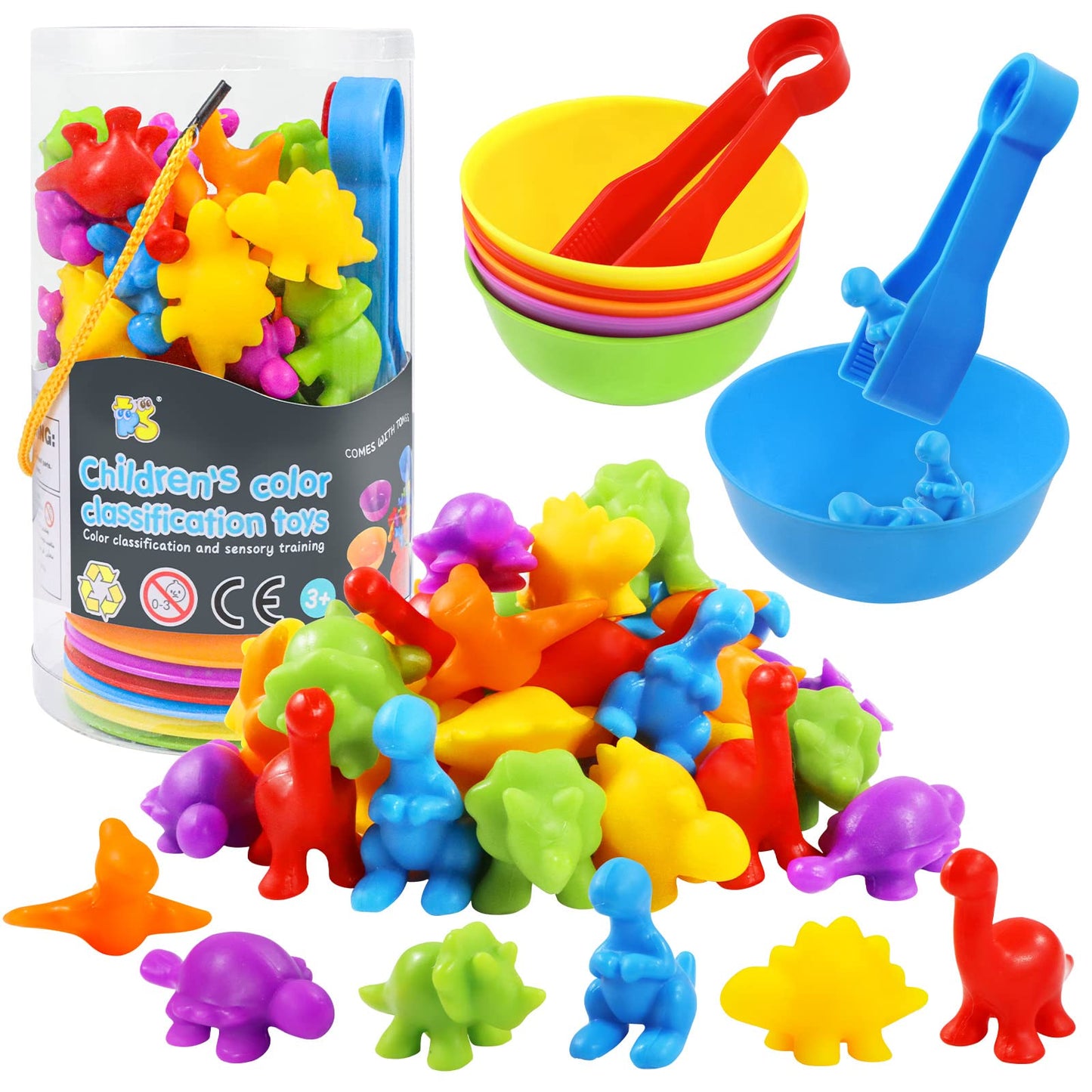 RAEQKS Counting Sorting Dinosaur Toys – Montessori Sensory Sorting & Preschool Math (Ages 3+)
