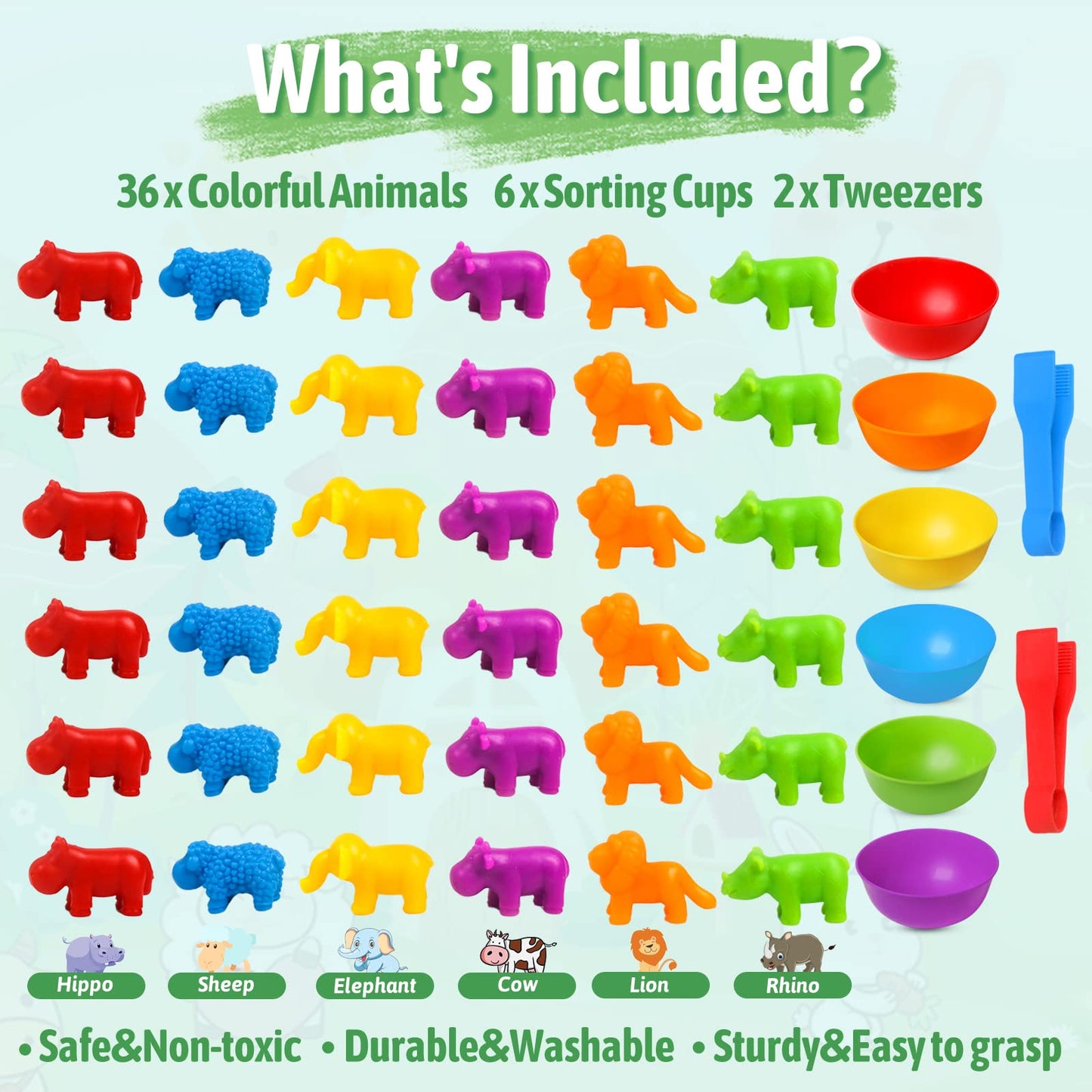 RAEQKS Counting Sorting Toys – Rainbow Bowls, Tweezers & Storage for Preschool STEM