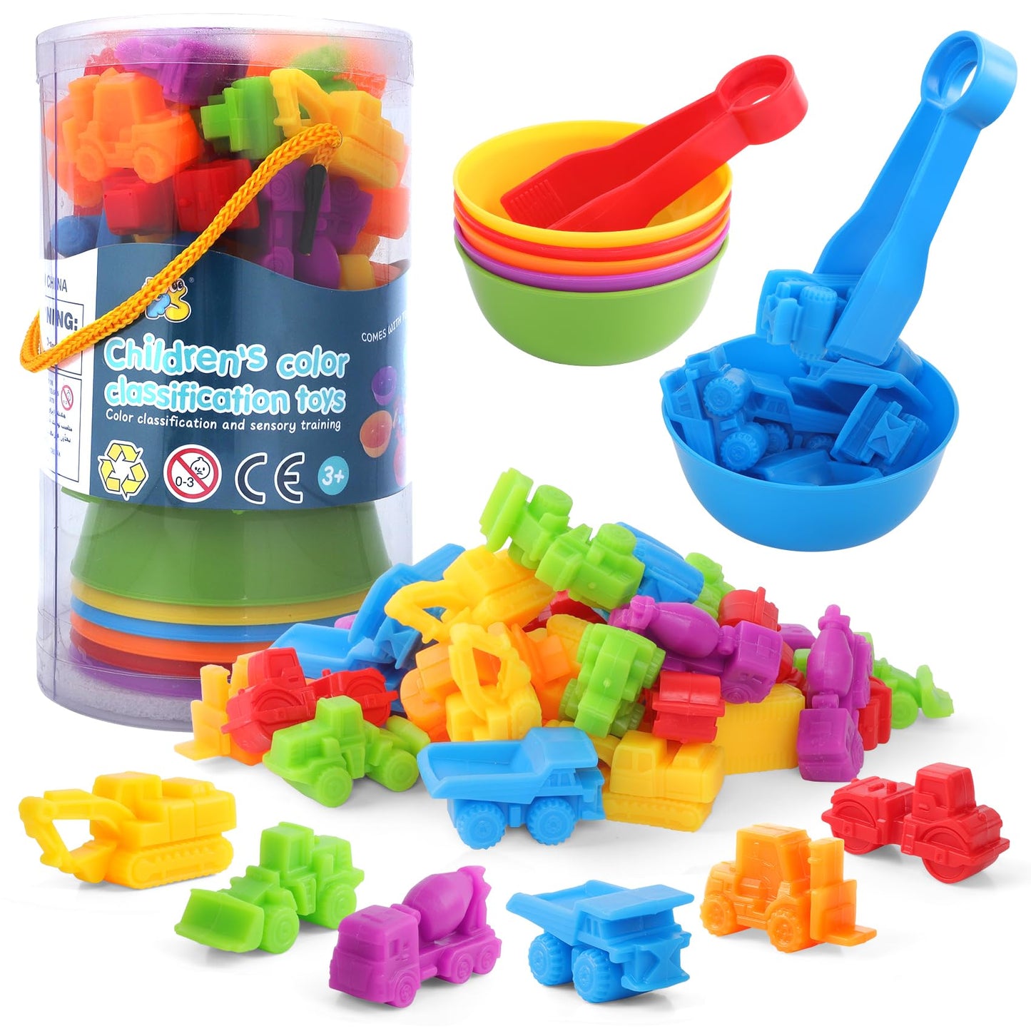 RAEQKS Counting Sorting Toys: Montessori Rainbow Sorting Bowls for Preschool Learning
