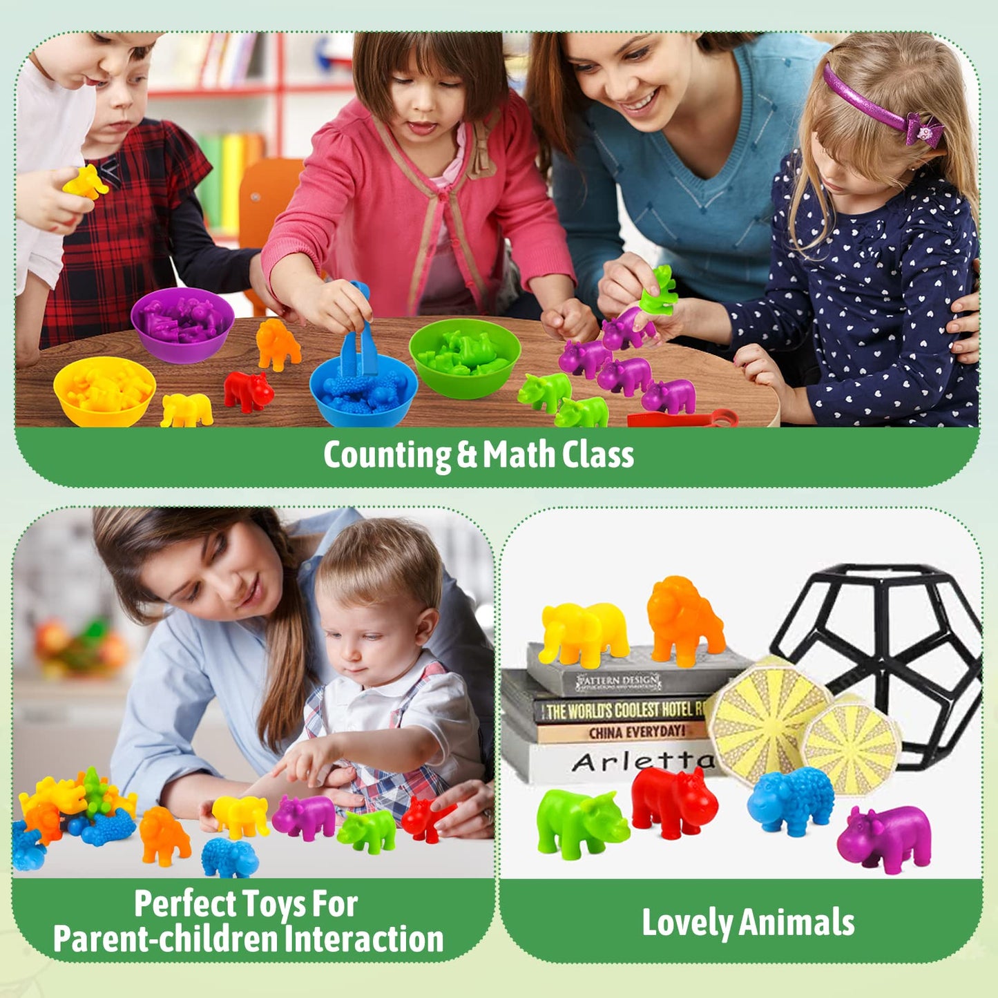 RAEQKS Counting Sorting Toys – Rainbow Bowls, Tweezers & Storage for Preschool STEM