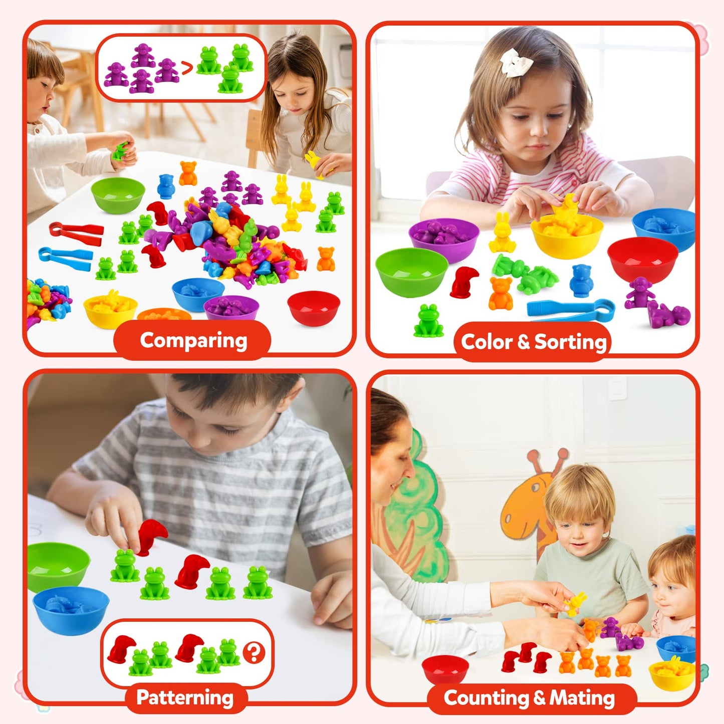 RAEQKS Counting Sorting Toys – Preschool Math & Fine Motor Activity Kit | 3+ | Montessori