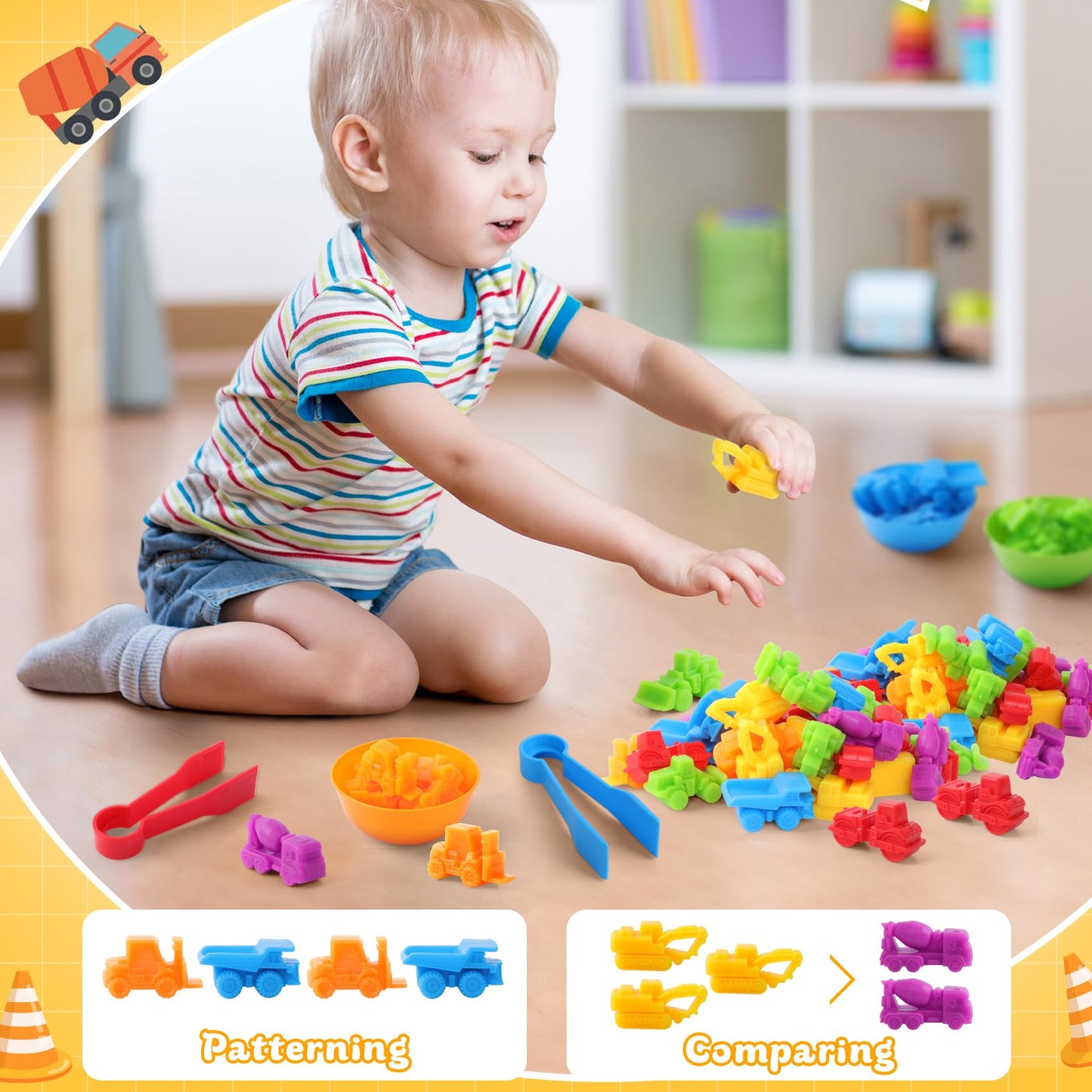 RAEQKS Counting Sorting Toys: Montessori Rainbow Sorting Bowls for Preschool Learning