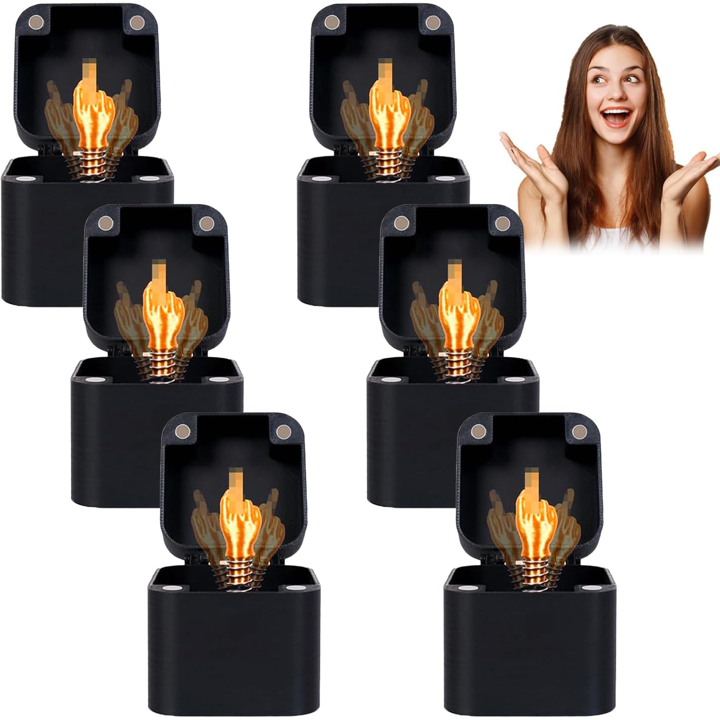 RAESOUL 6-Pack Middle Finger in a Box | Funny Pop-Up Prank Gift for Adults