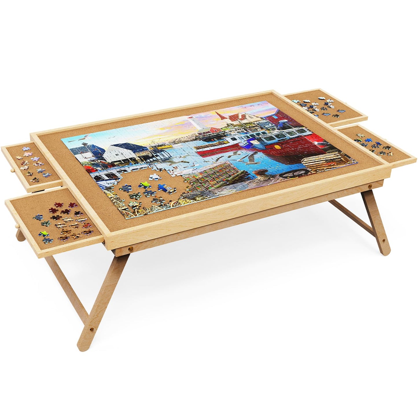 RAGOZONERY Puzzle Board 2000 Pieces – 41.3 x 27.9 in Table with 4 Drawers & Folding Legs