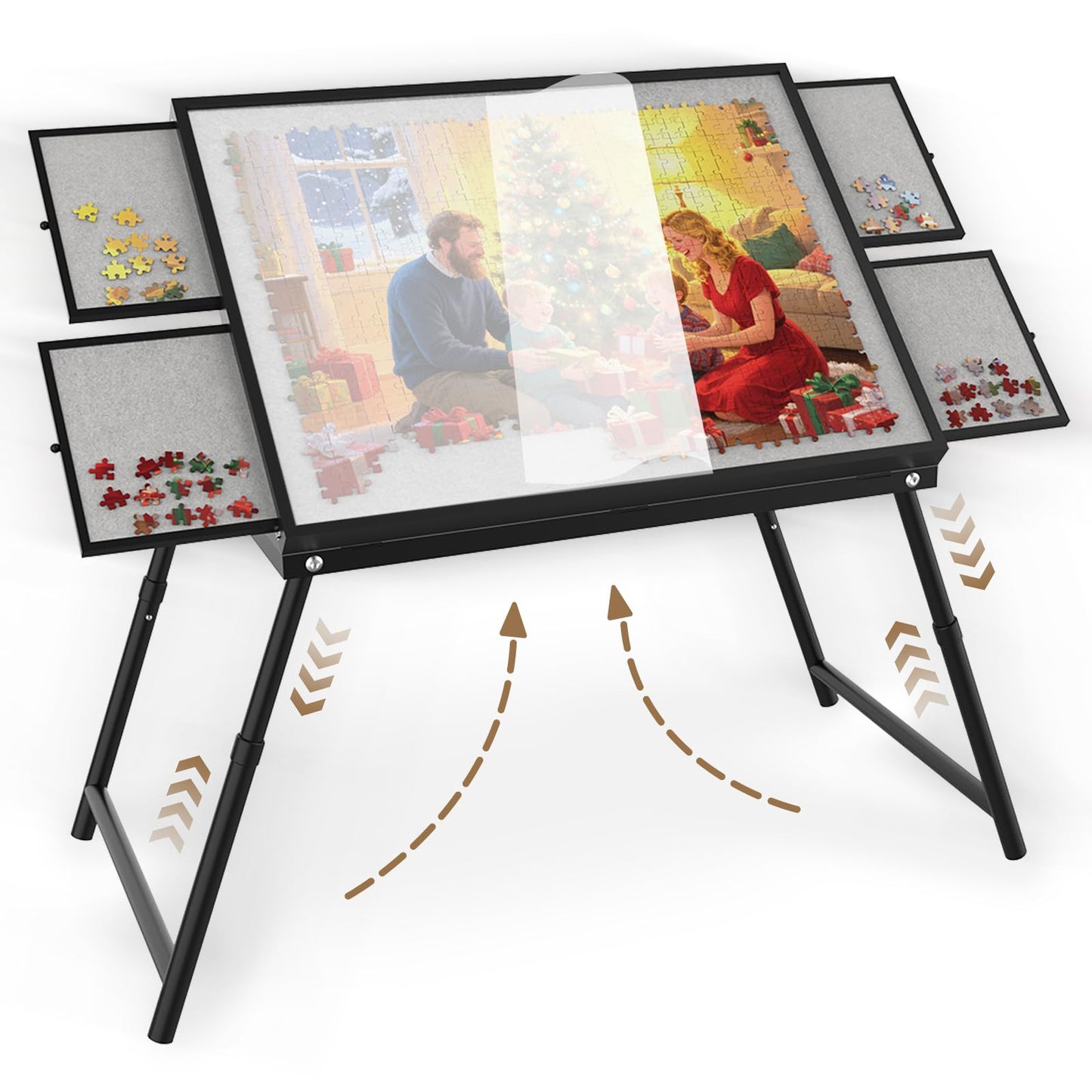 RAGOZONERY Puzzle Table 1500 Pieces | 3-in-1 Foldable Jigsaw Table with Cover