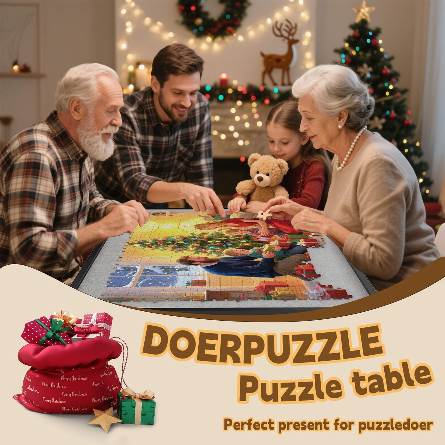 RAGOZONERY Puzzle Table 1500 Pieces | 3-in-1 Foldable Jigsaw Table with Cover