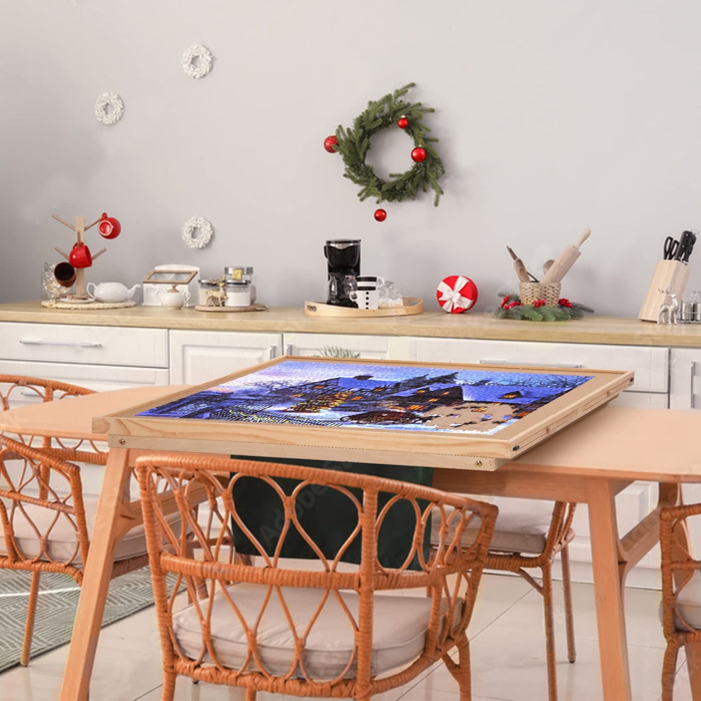 RAGOZONERY Yacona Puzzle Board 1500 Pieces – 34.3x26 in Puzzle Table with Folding Legs, 4 Drawers & Cover
