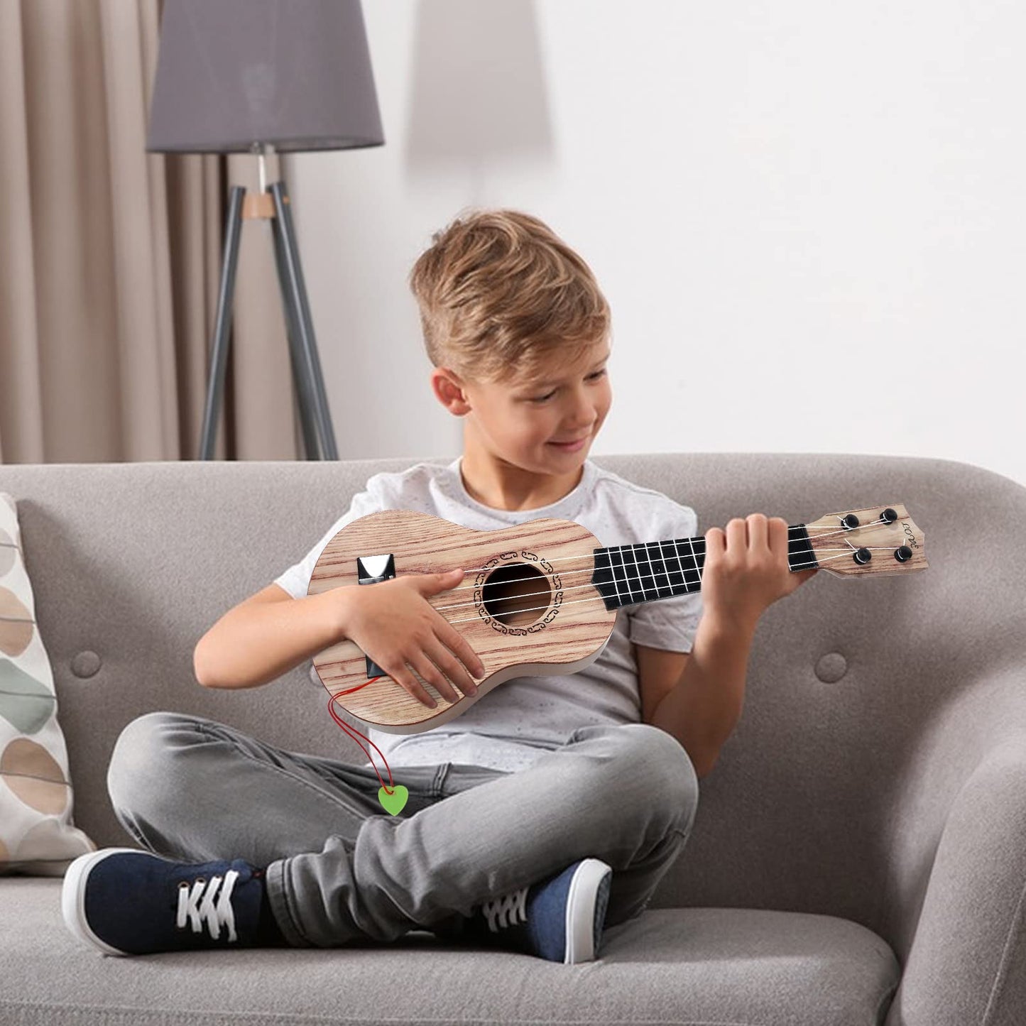 Raimy 17in Kids Ukulele Guitar – 4-String Mini Instrument for Beginners (Koa Color)