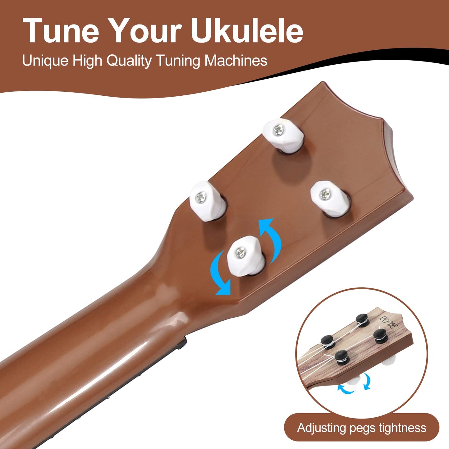 Raimy 17in Kids Ukulele Guitar – 4-String Mini Instrument for Beginners (Koa Color)