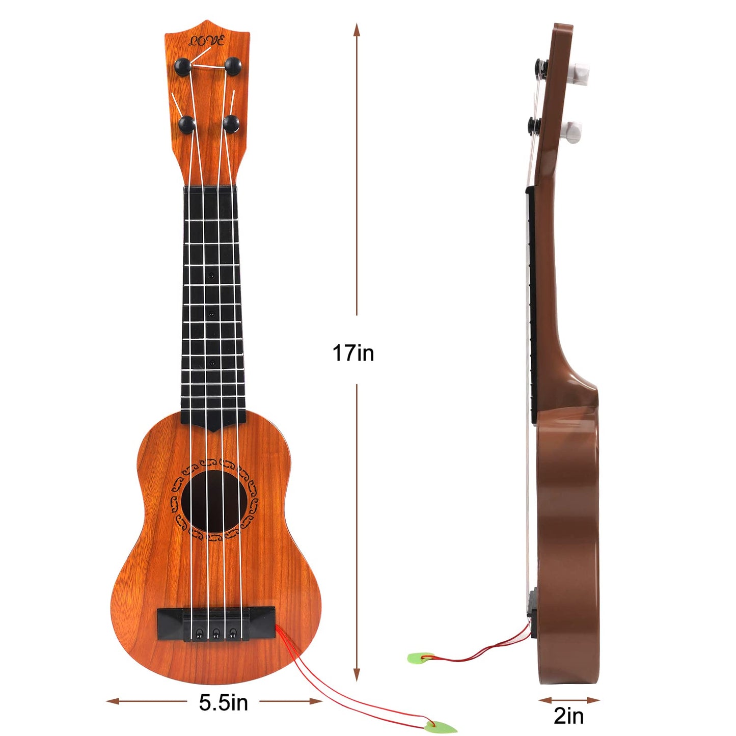 Raimy 17in Kids Ukulele – 4-String Mini Guitar for Beginners | Burlywood