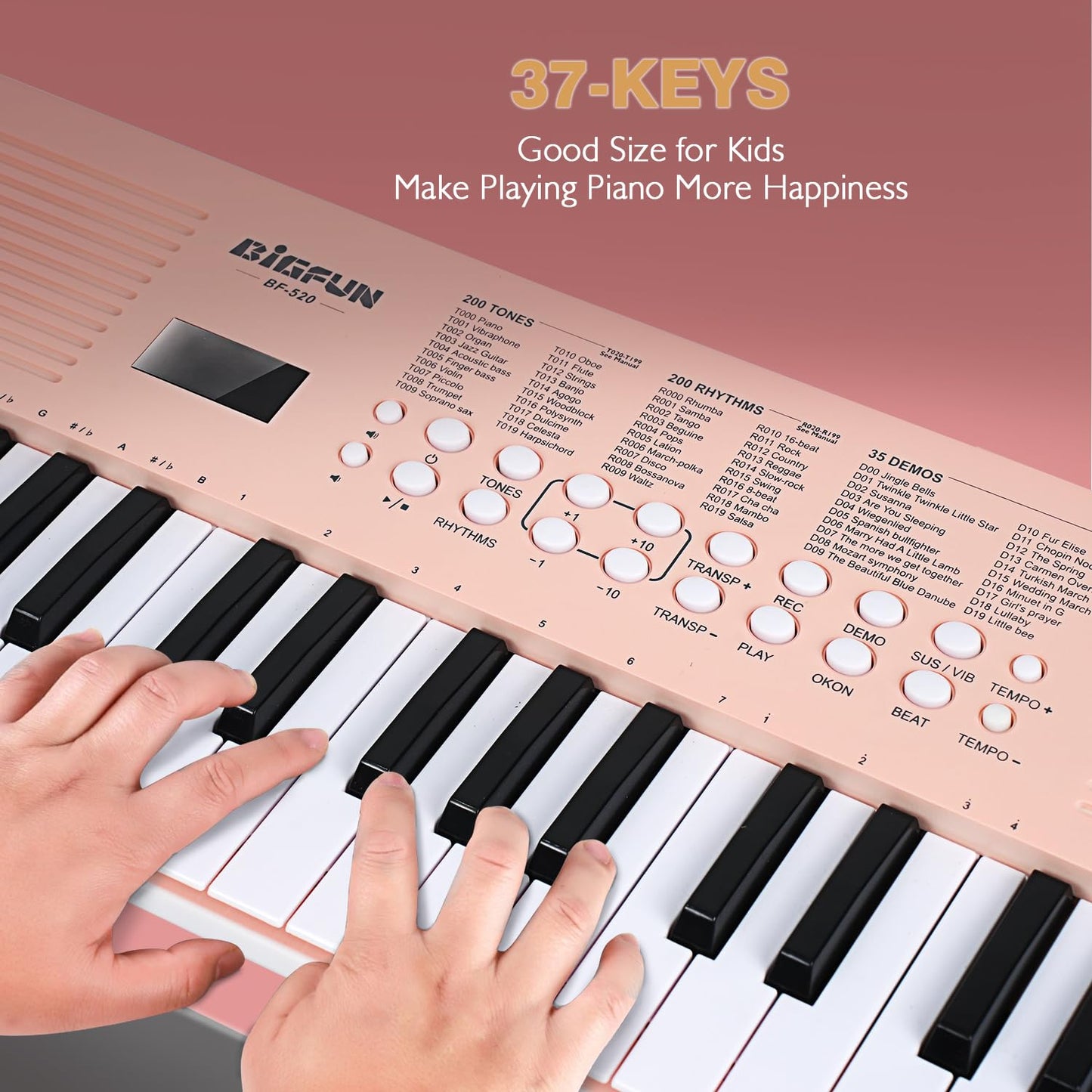 Raimy Kids Keyboard Piano – 37 Keys, Dual Speakers, Mic & LED Learning Screen