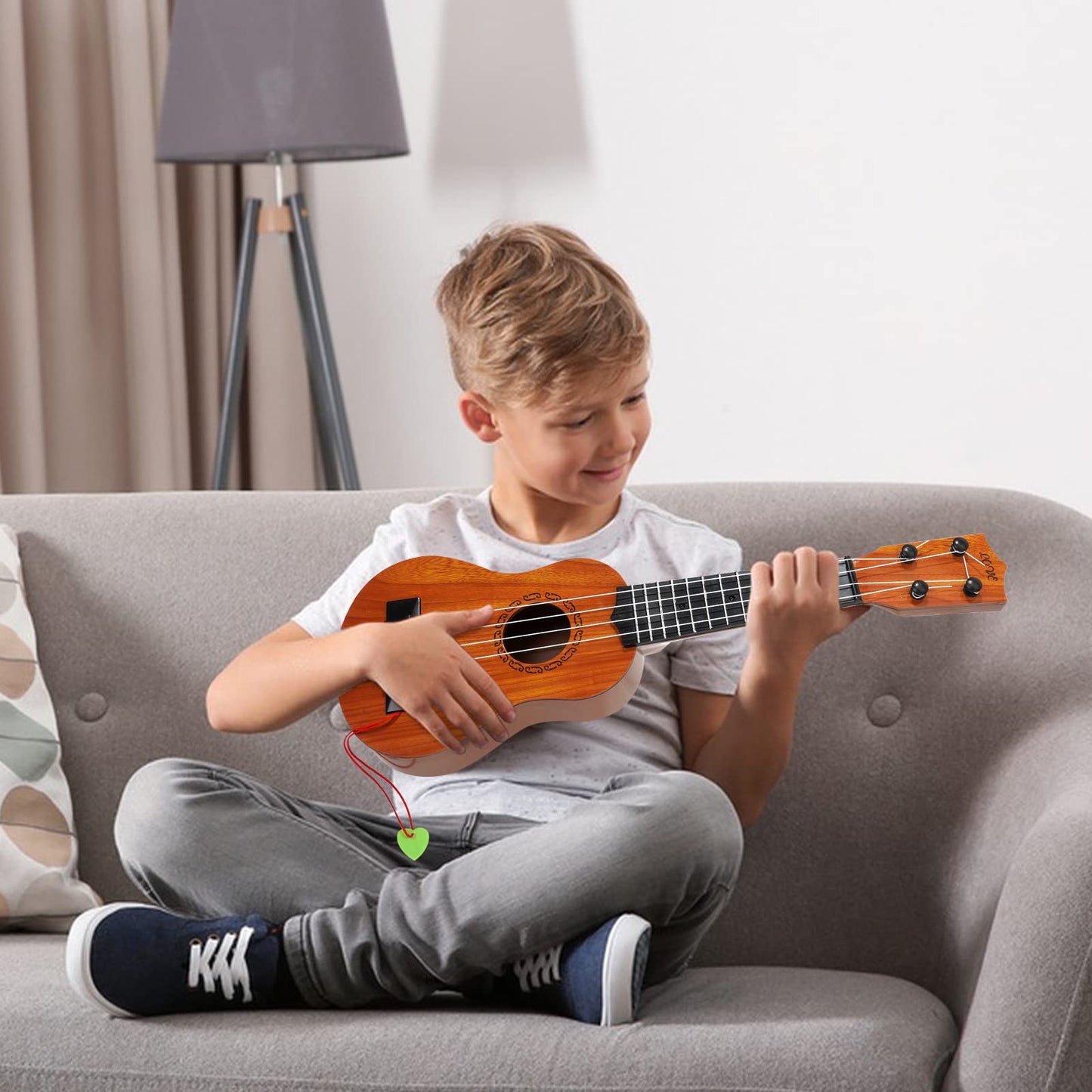Raimy 17in Kids Ukulele – 4-String Mini Guitar for Beginners | Burlywood