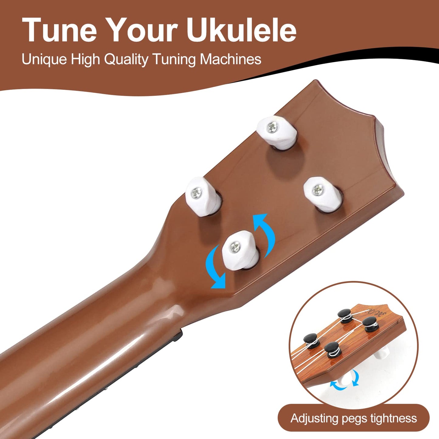 Raimy 17in Kids Ukulele – 4-String Mini Guitar for Beginners | Burlywood