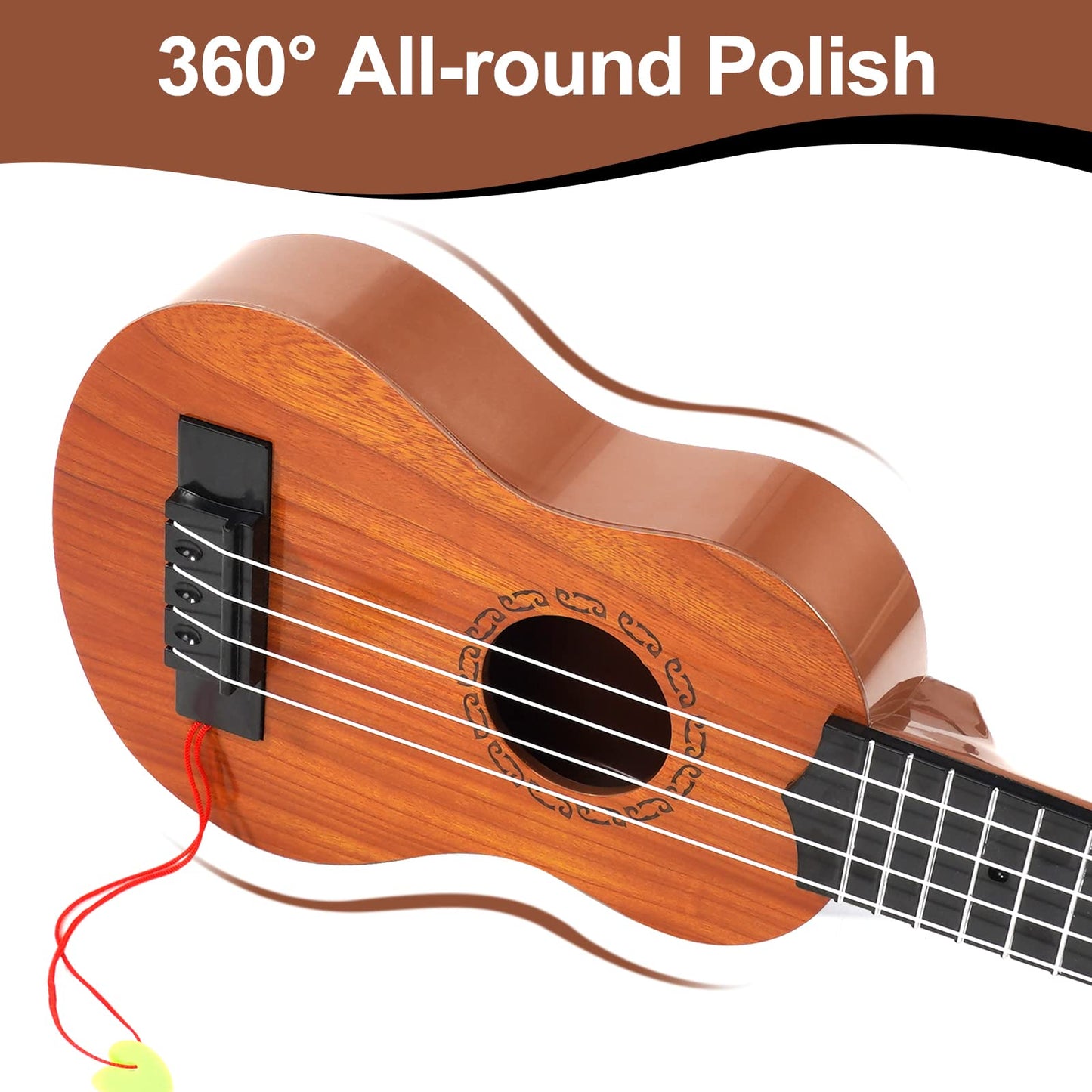 Raimy 17in Kids Ukulele – 4-String Mini Guitar for Beginners | Burlywood