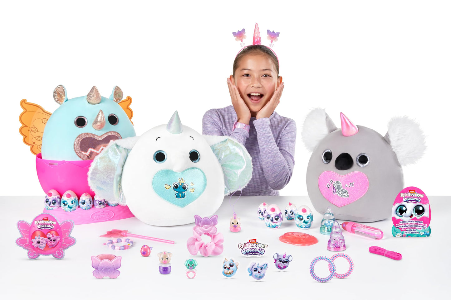 Rainbocorns Eggzania Fairy Mania (Rhino) – Plush Toy with 50+ Surprises, Wearable Fairy Accessories